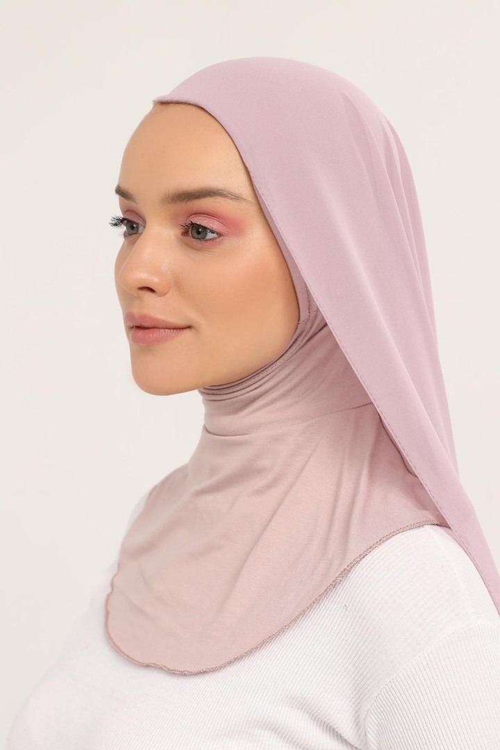 Ready-to-Wear Chiffon Shawl with Bonnet - Powder