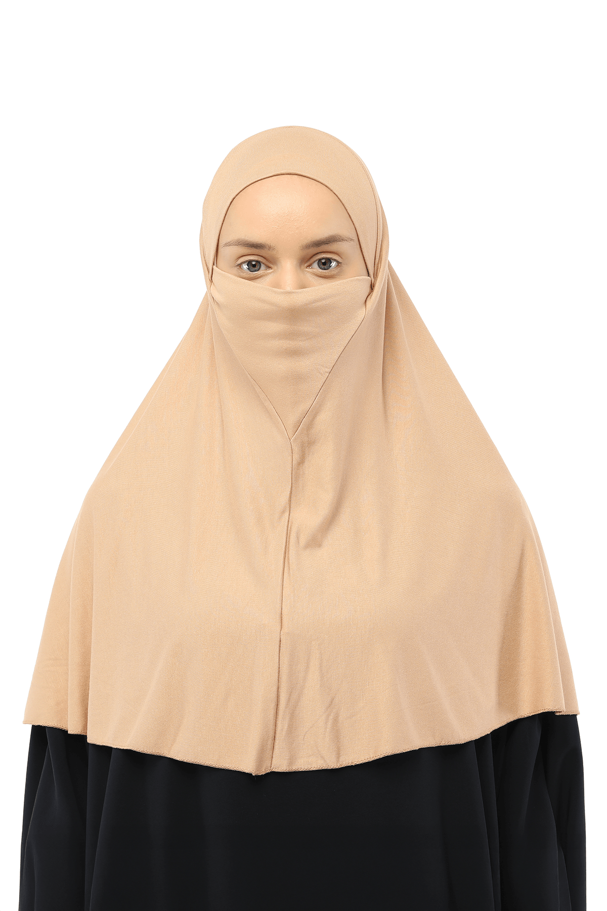 Practical Hijab Scarf with Niqab - Dark Beige
