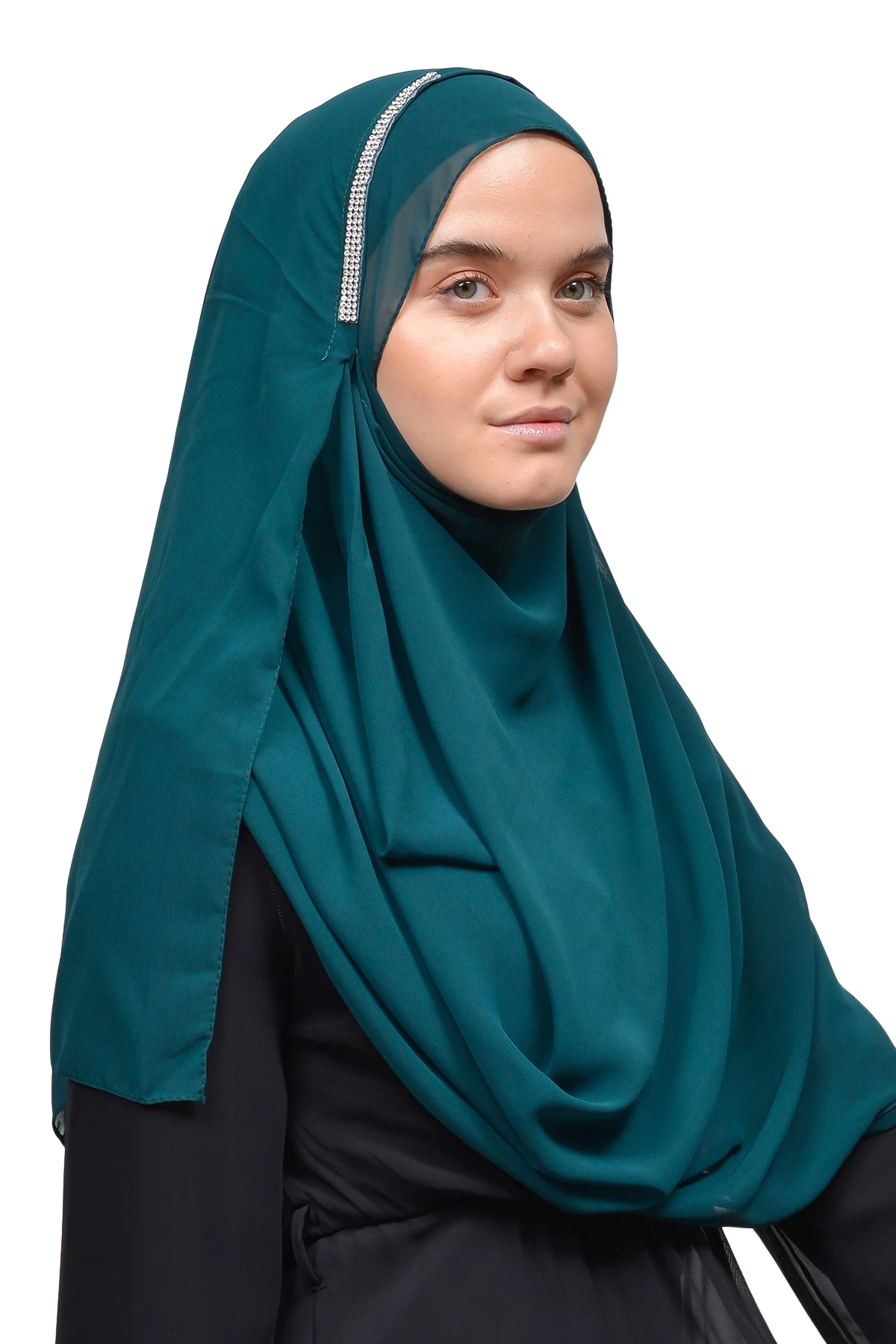 Hazır Pratik Taşlı Malezya Tesettür Şifon Şal