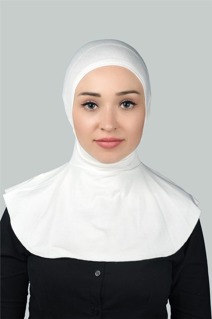 Instant Hijab Scarf with Neck Collar - Ecru