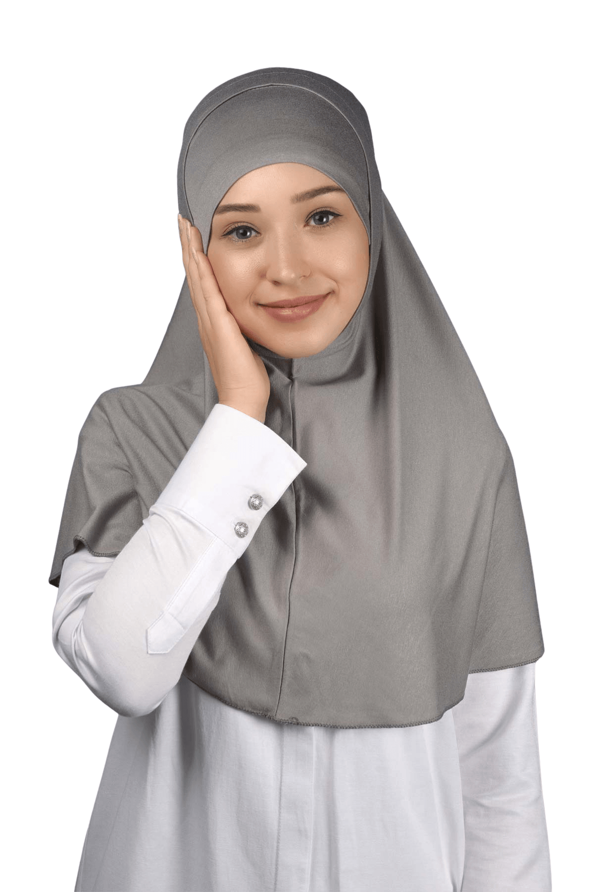 İkili Set Pratik Eşarp Hazır Türban ve Hijab Tesettür Bonesi - Gri