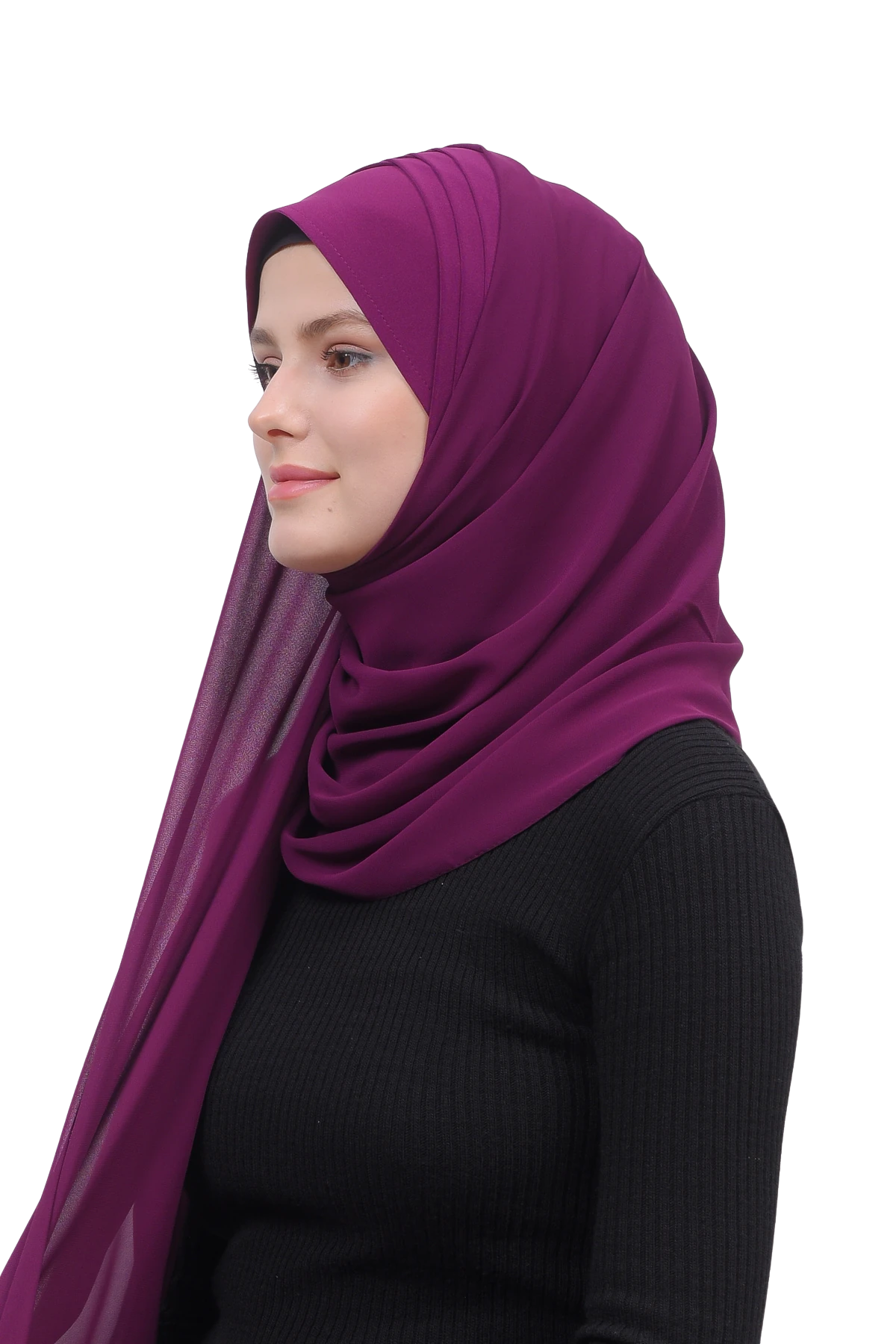 Pileli Çapraz Tela Bantlı Pratik Tesettür Şifon Şal