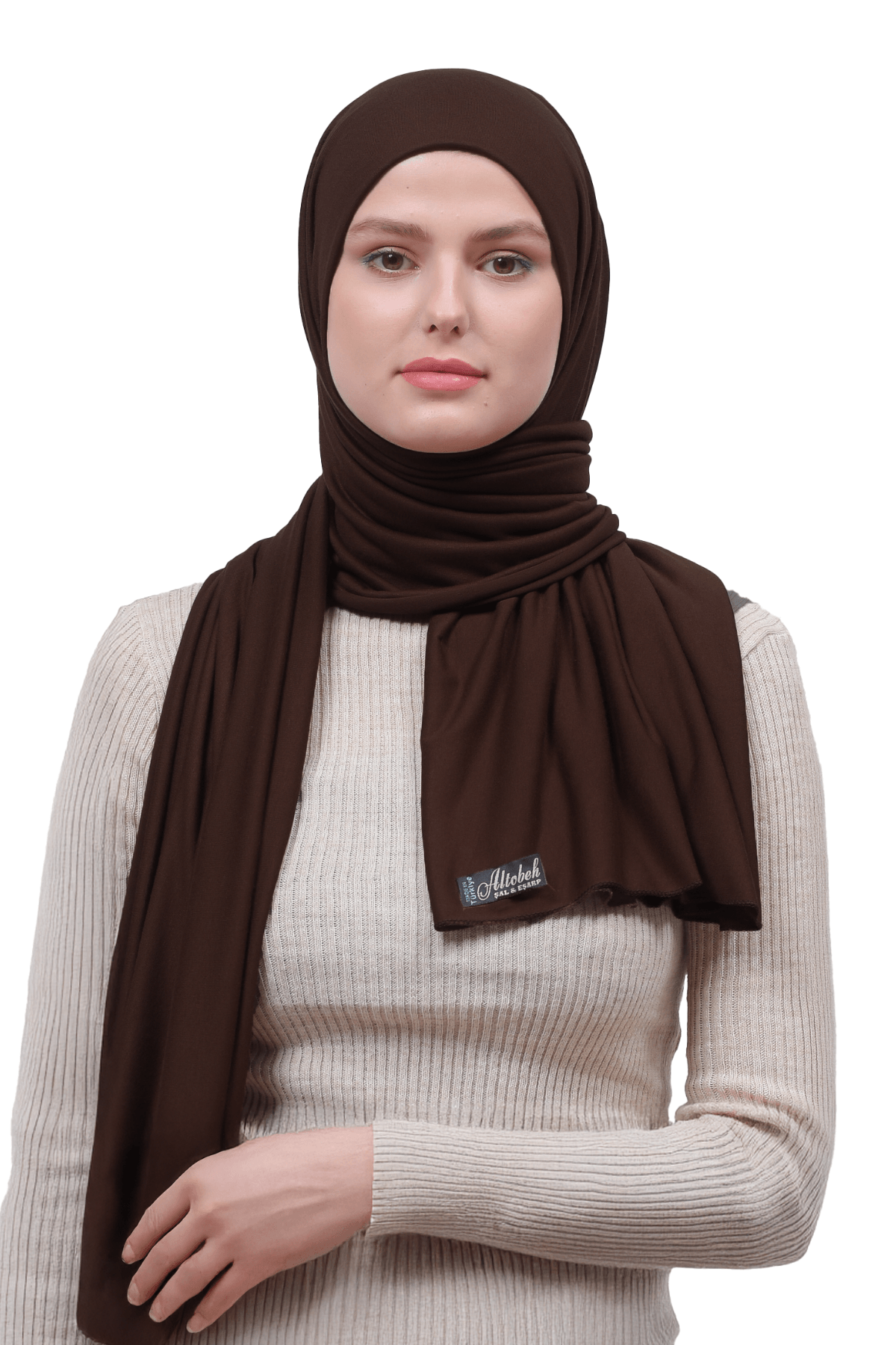 Cotton Jersey Shawl Hijab - Soft & Stretchy  - Bitter coffee