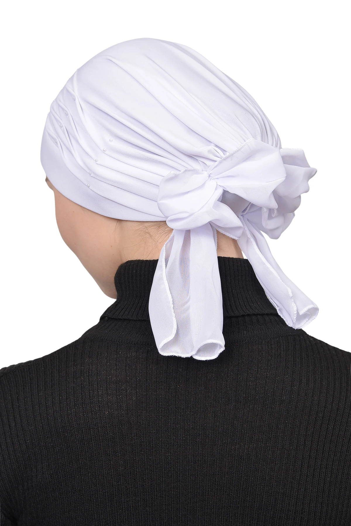 Pleated Pearl Nervure Turban Bonnet