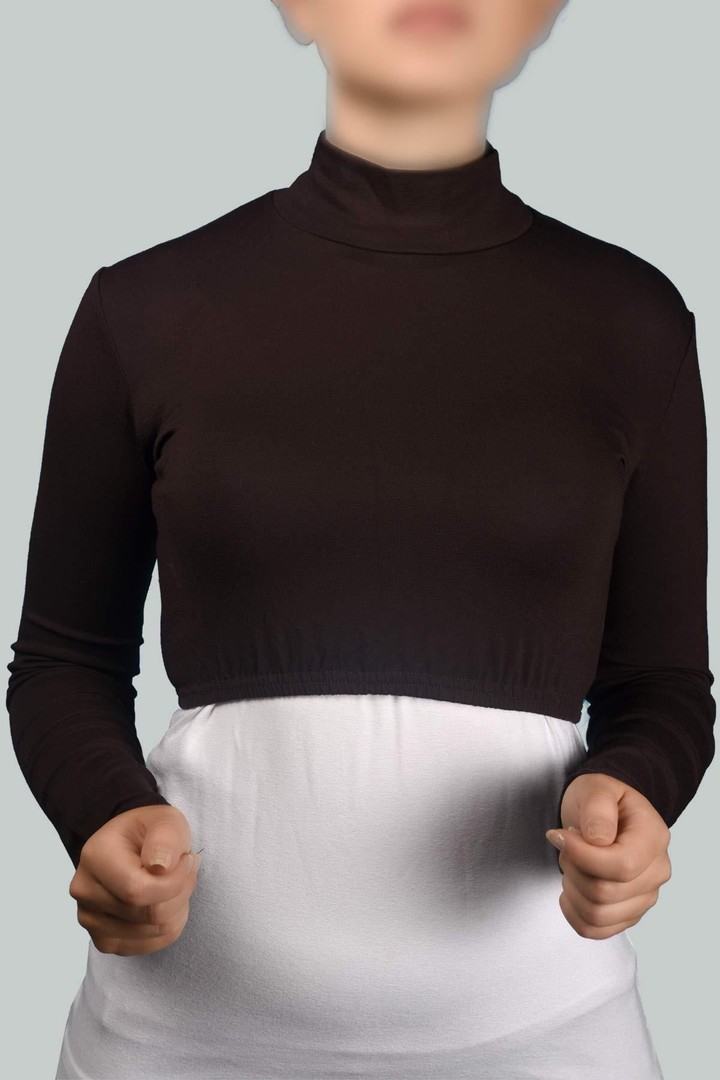 Long Sleeve Turtleneck Top - Dark Brown