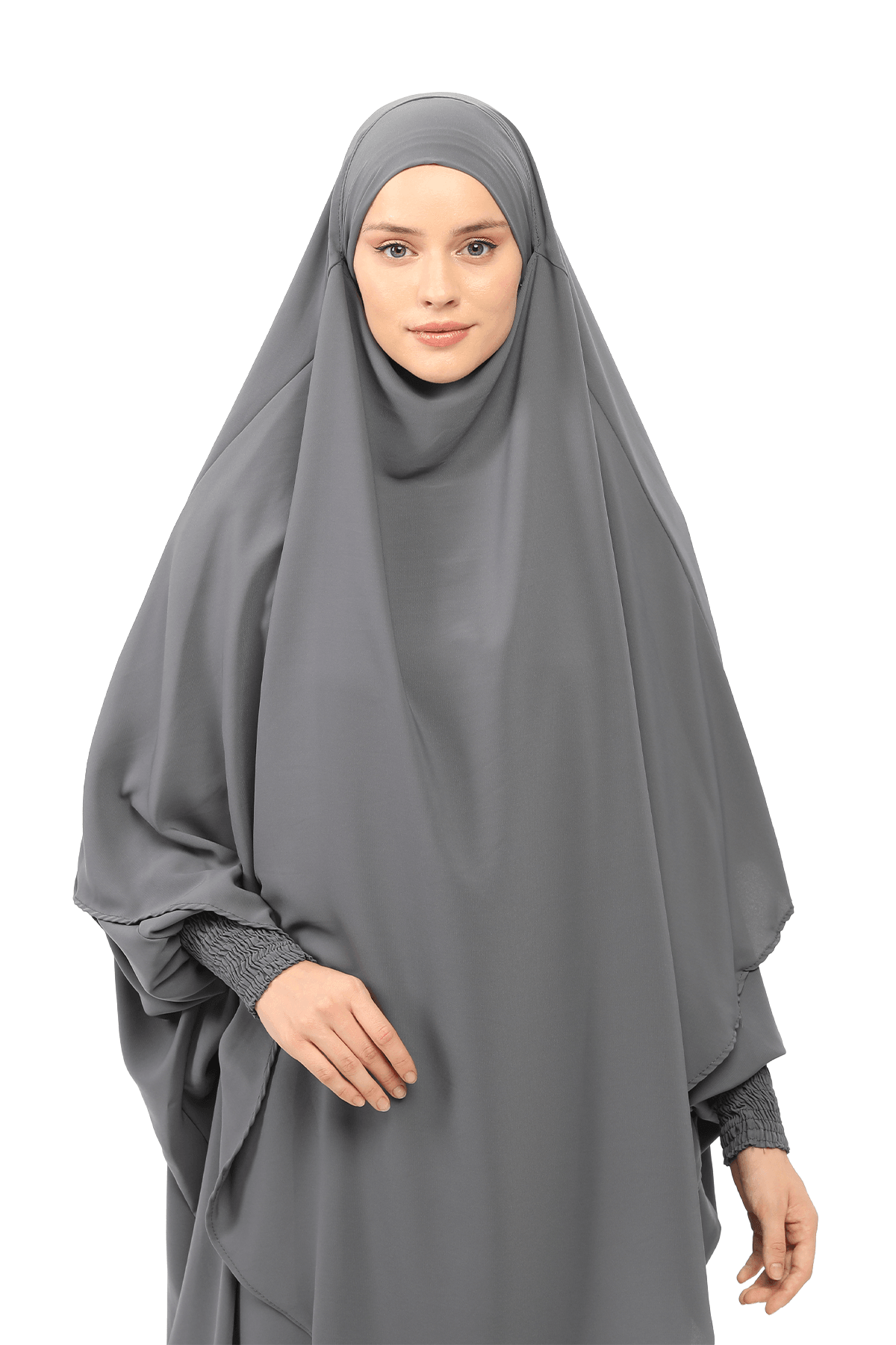 Sultanbaş Nikaplı Çarşaf Cilbab Khimar Abaya Kolu Lastikli Hakim Yaka Peçeli Ferace Medine İpek