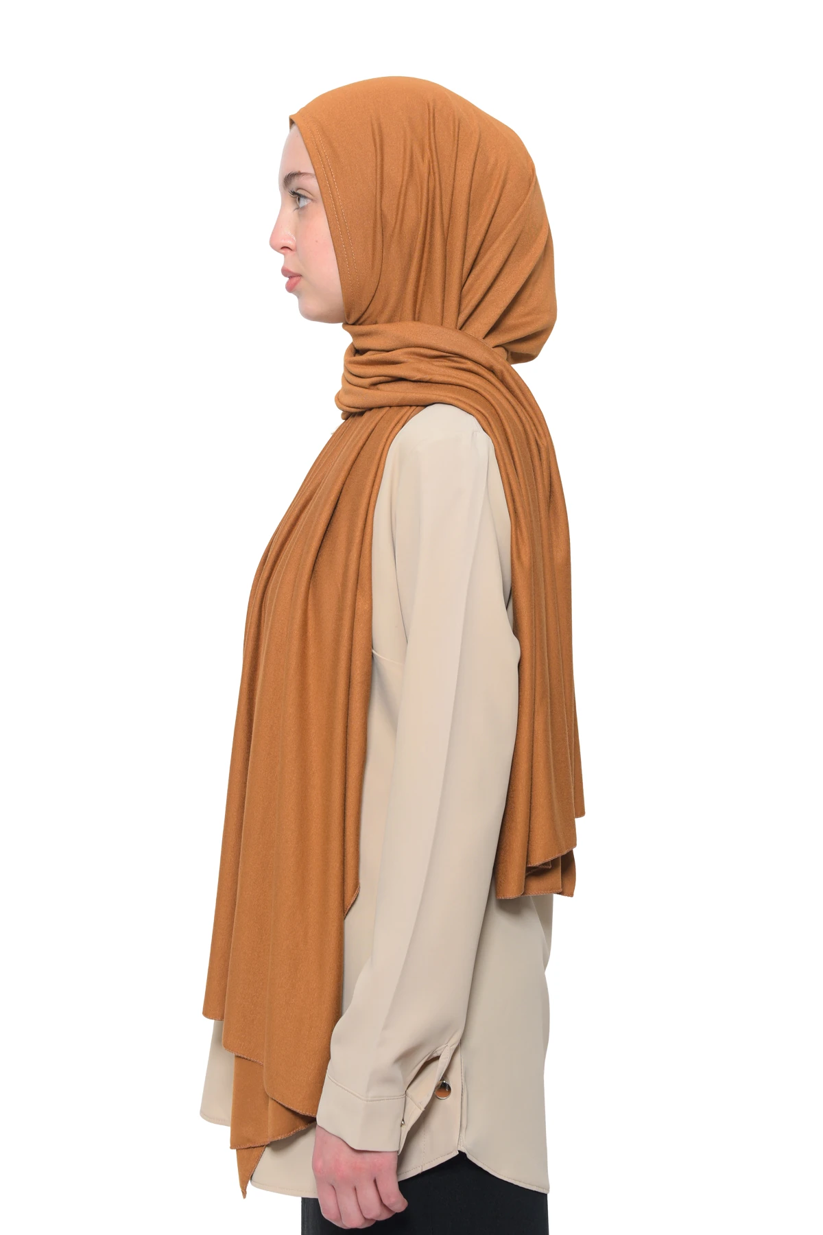 Hazır Pratik Geçmeli Lüks Organik Düz Penye Şal Eşit Hizalı