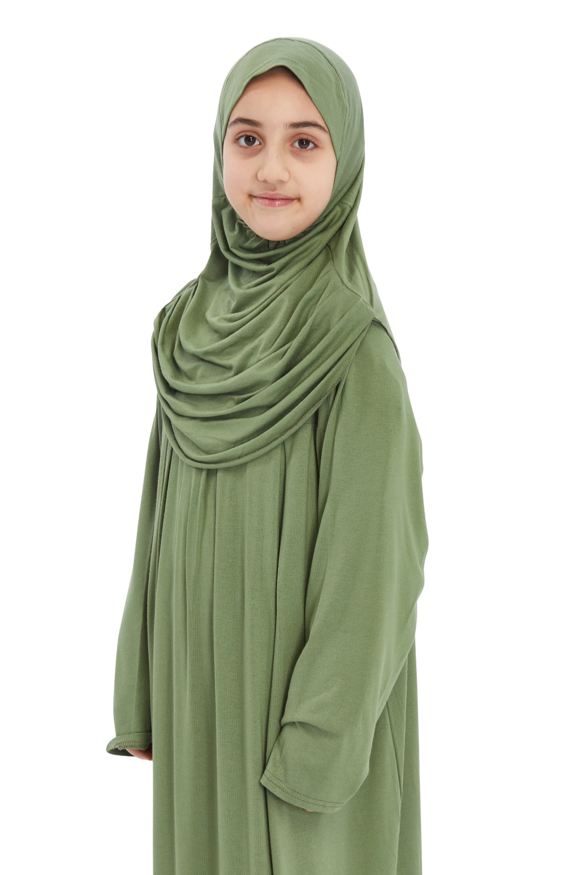 Pratik Tek Parça Organik Kız Çocuk Namaz Elbisesi