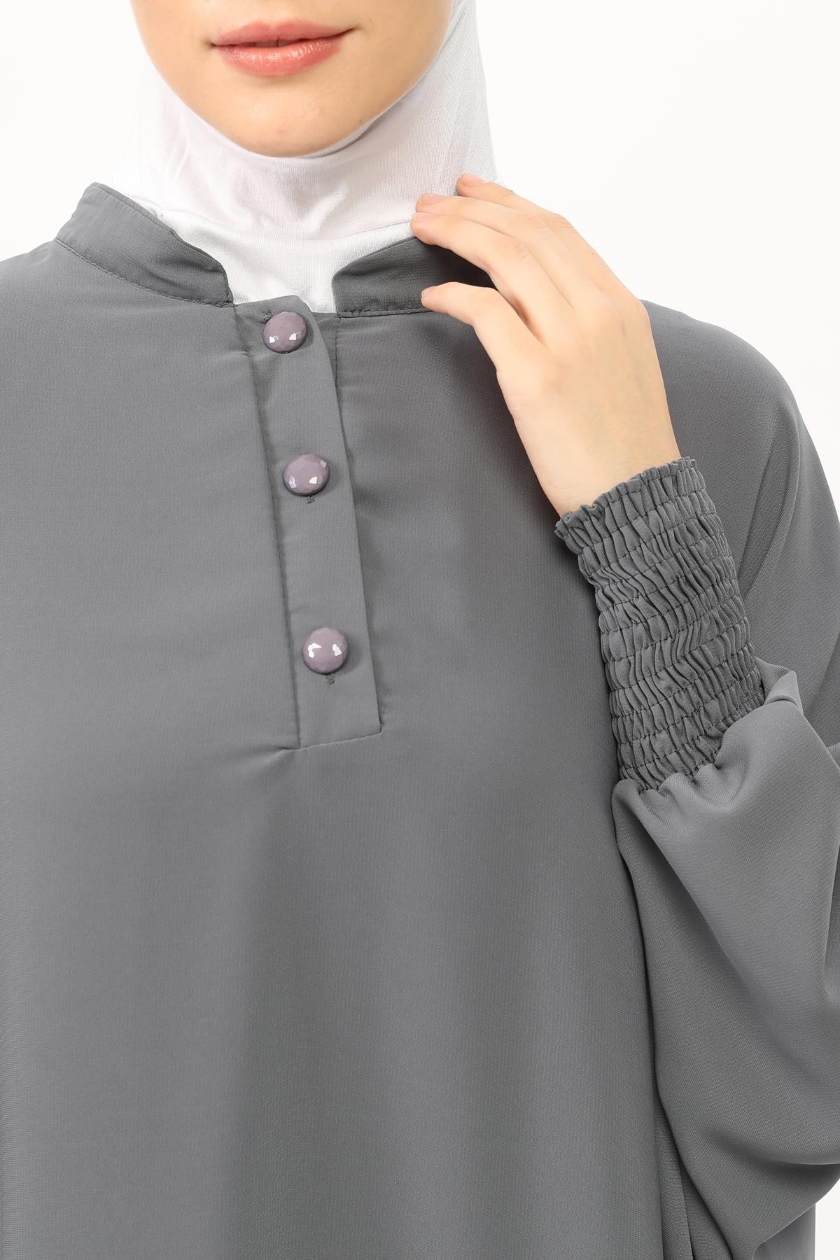 Sultanbaş Nikaplı Çarşaf Cilbab Khimar Abaya Kolu Lastikli Hakim Yaka Peçeli Ferace Medine İpek