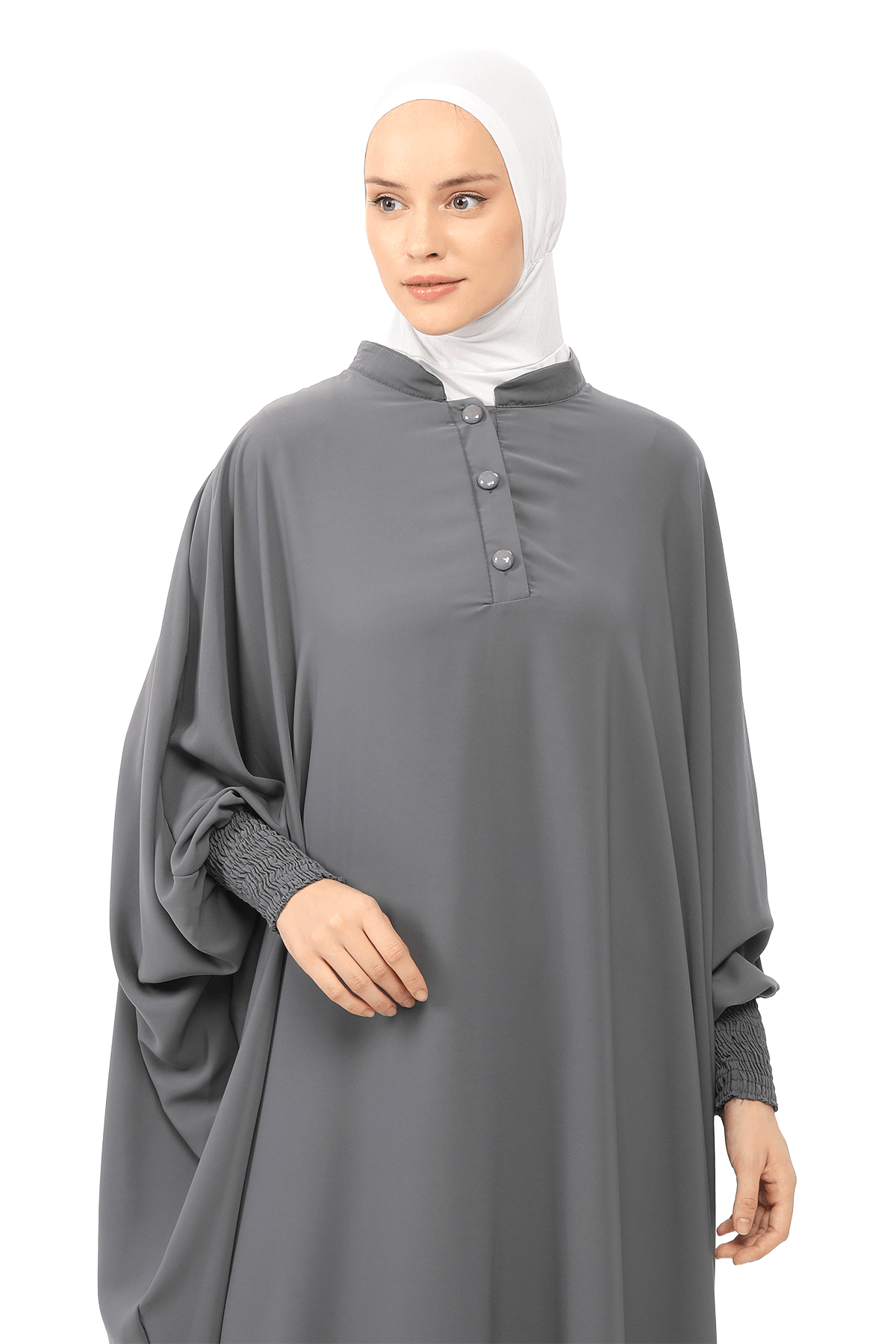 Sultanbaş Nikaplı Çarşaf Cilbab Khimar Abaya Kolu Lastikli Hakim Yaka Peçeli Ferace Medine İpek