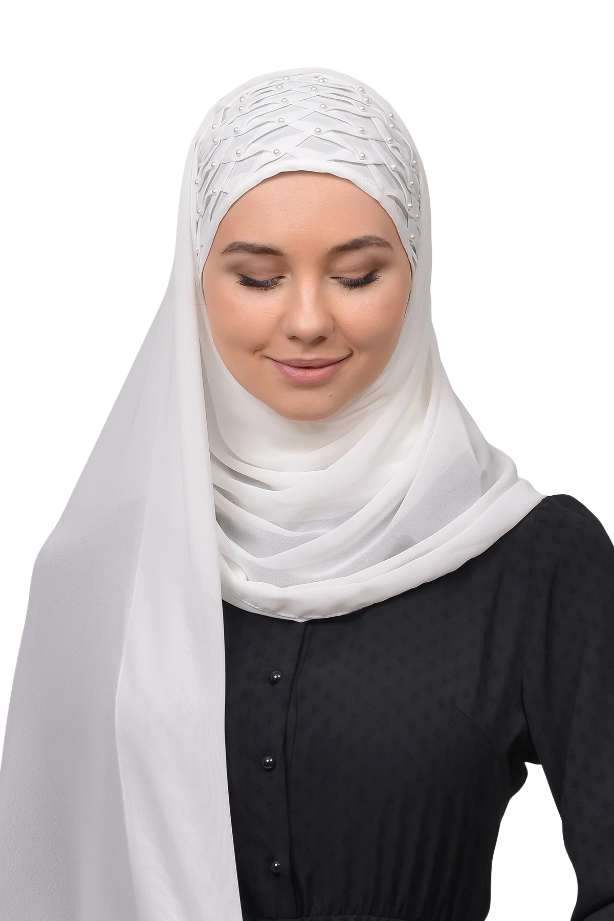 Nervure Beaded Chiffon Shawl - Versatile Wear