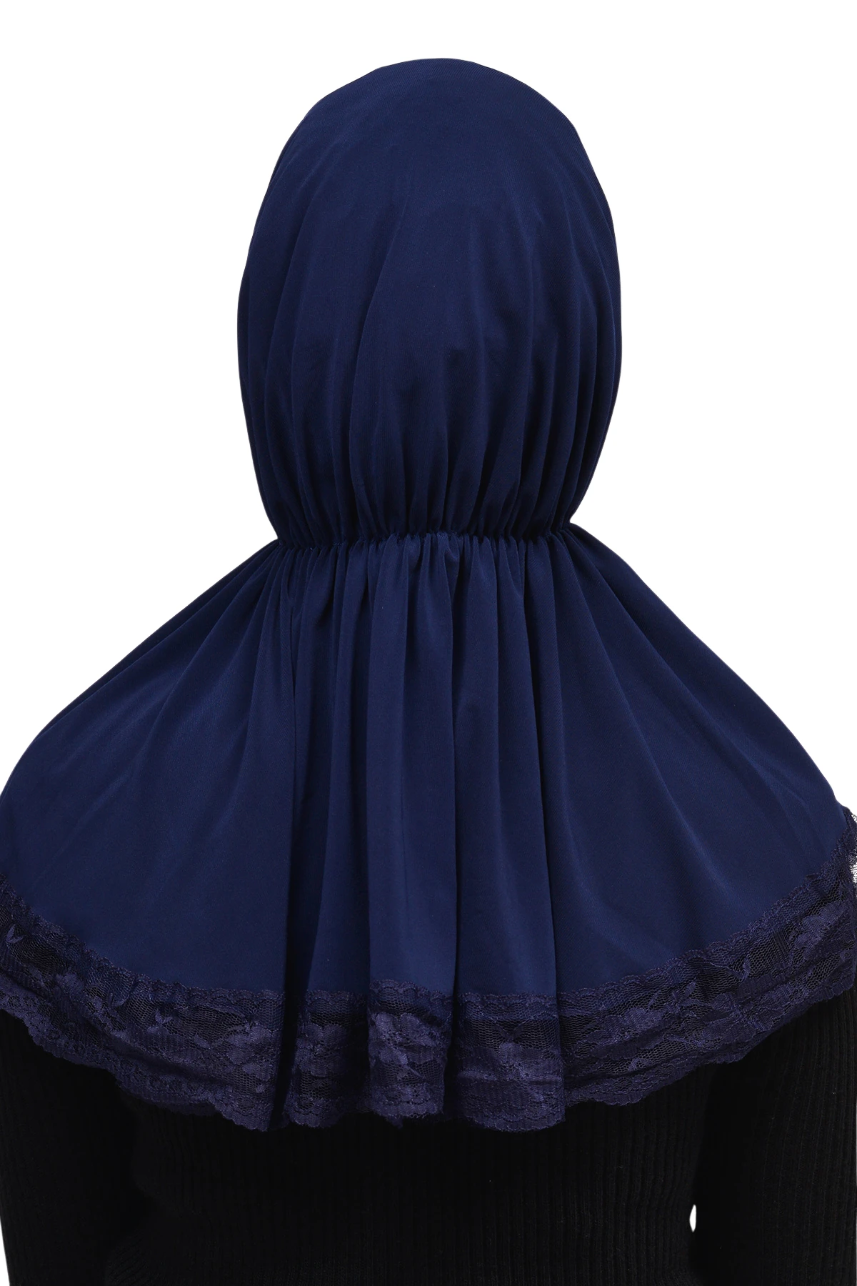 Dantelli Lastik Büzgülü Tela Bantlı Çıtçıtlı Hazır Türban Pratik Eşarp