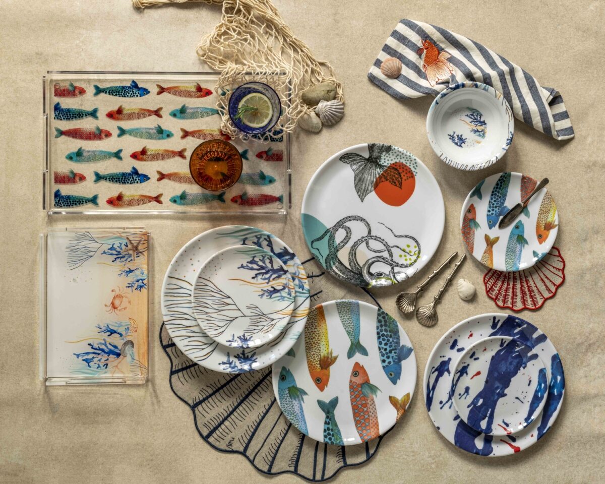 Marine Collection 4'lü Melamin Kase Seti