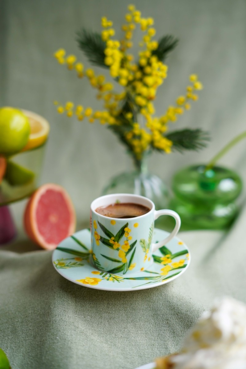 Fleur De Mimosa Collection 2'li Eau-De-Nil Türk Kahvesi Seti / Hediye Kutulu