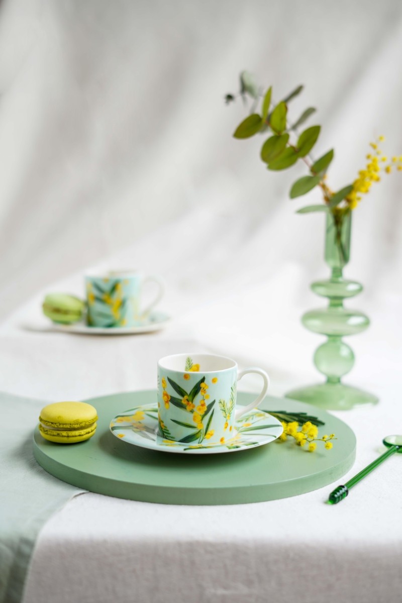 Fleur De Mimosa Collection 2'li Eau-De-Nil Türk Kahvesi Seti / Hediye Kutulu