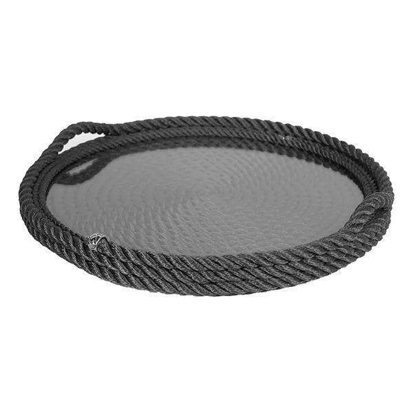 Siyah Halat Camlı Tepsi - 45 cm