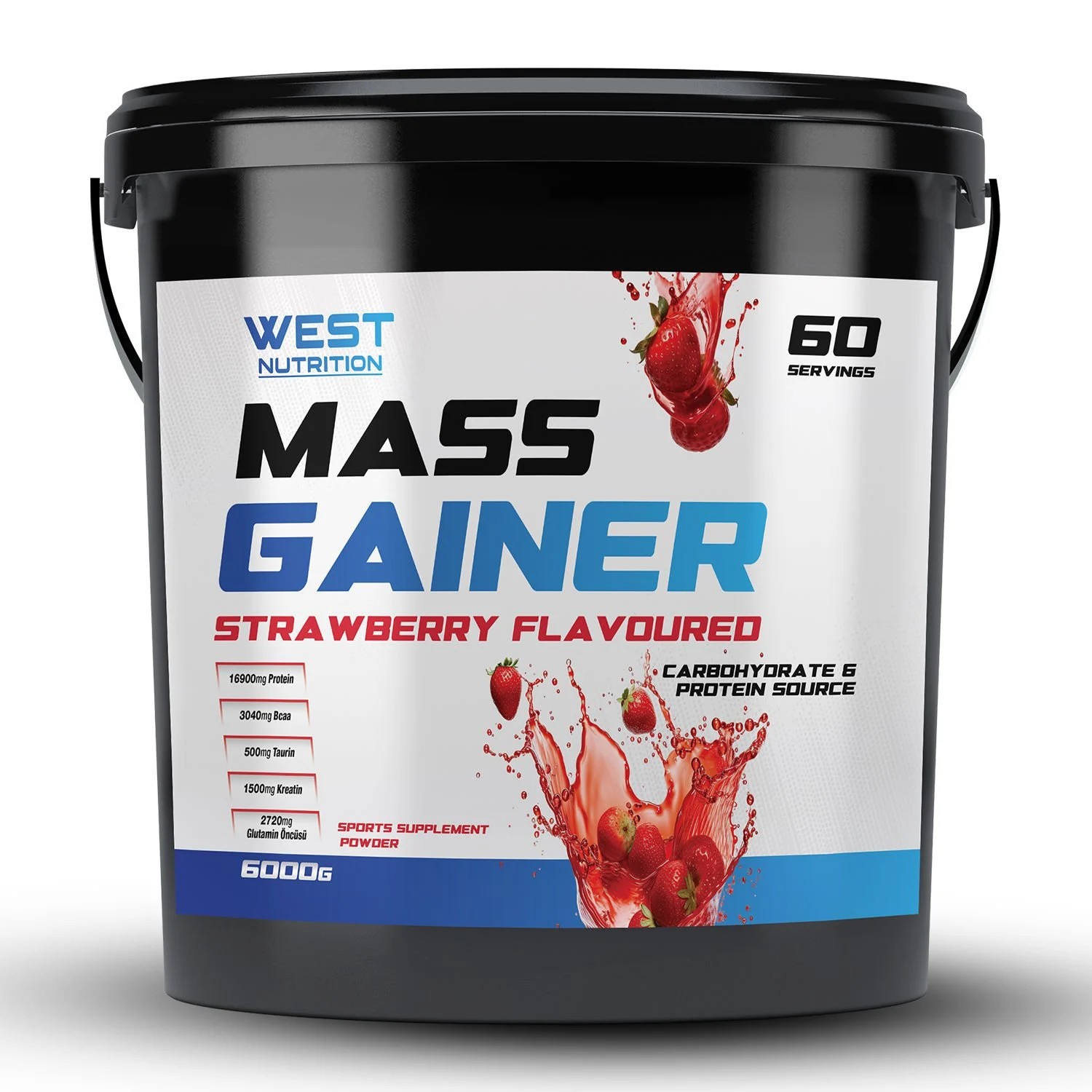 West Nutrition - Mass Gainer Karbonhidrat Tozu 6000 gr 60 Servis West Nutrition - Çilek