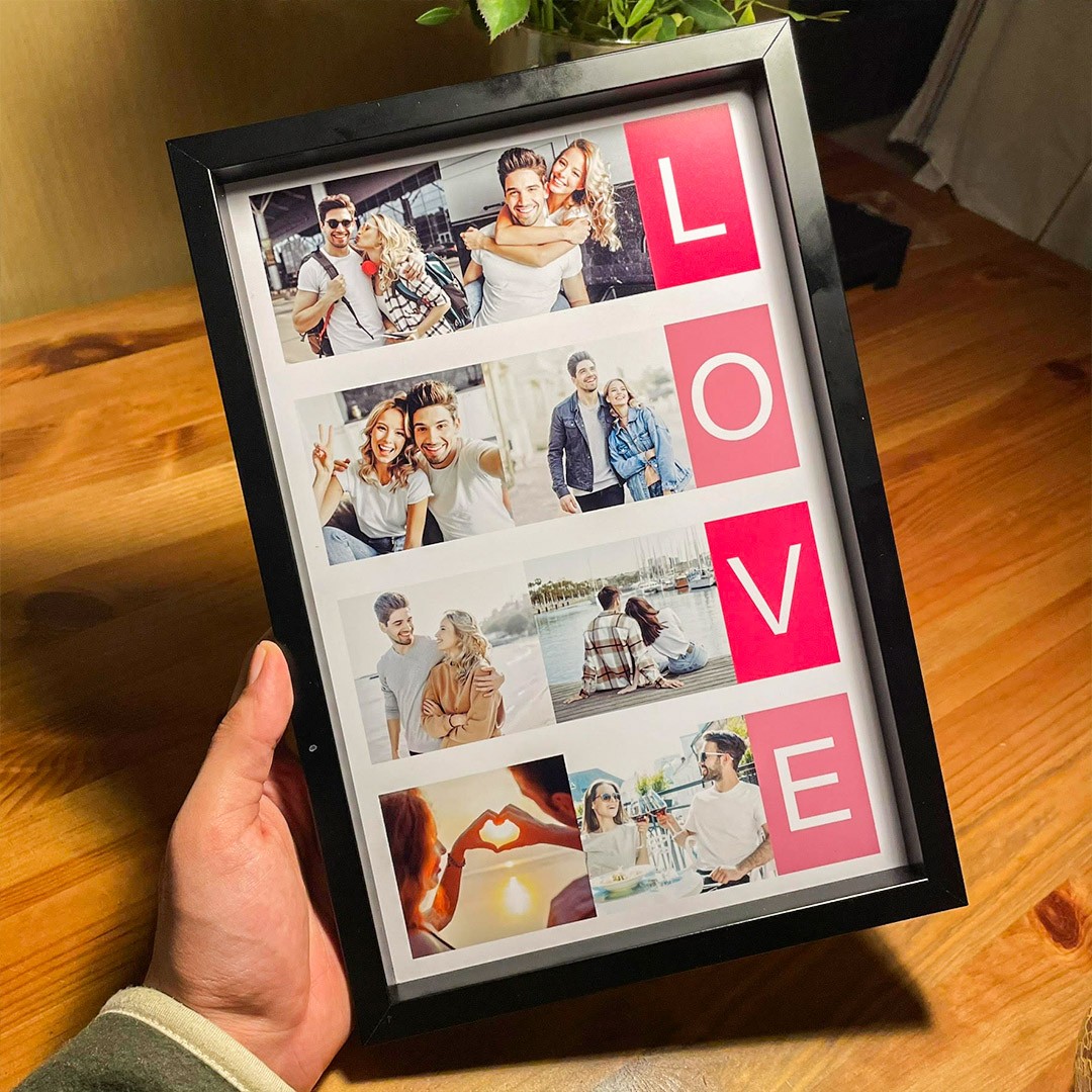 8 Fotoğraflı 20x30 Yapışan Çerçeve - Love