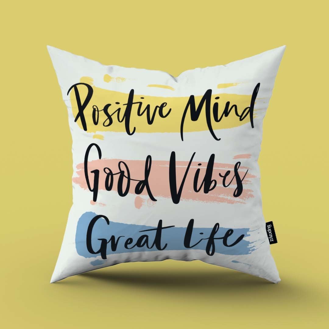 Positive - Good - Great Vibes Tasarımlı Dekoratif Yastık