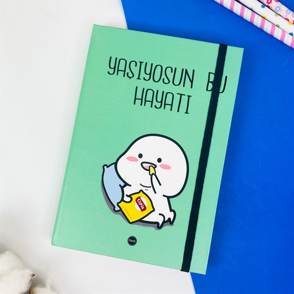 Yaşıyosun Bu Hayatı Tasarımlı Lastikli Defter