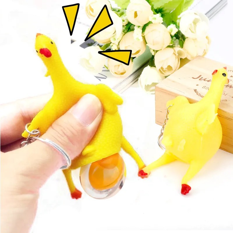 Squishy Yumurtlayan Tavuk Tasarımlı Anahtarlık