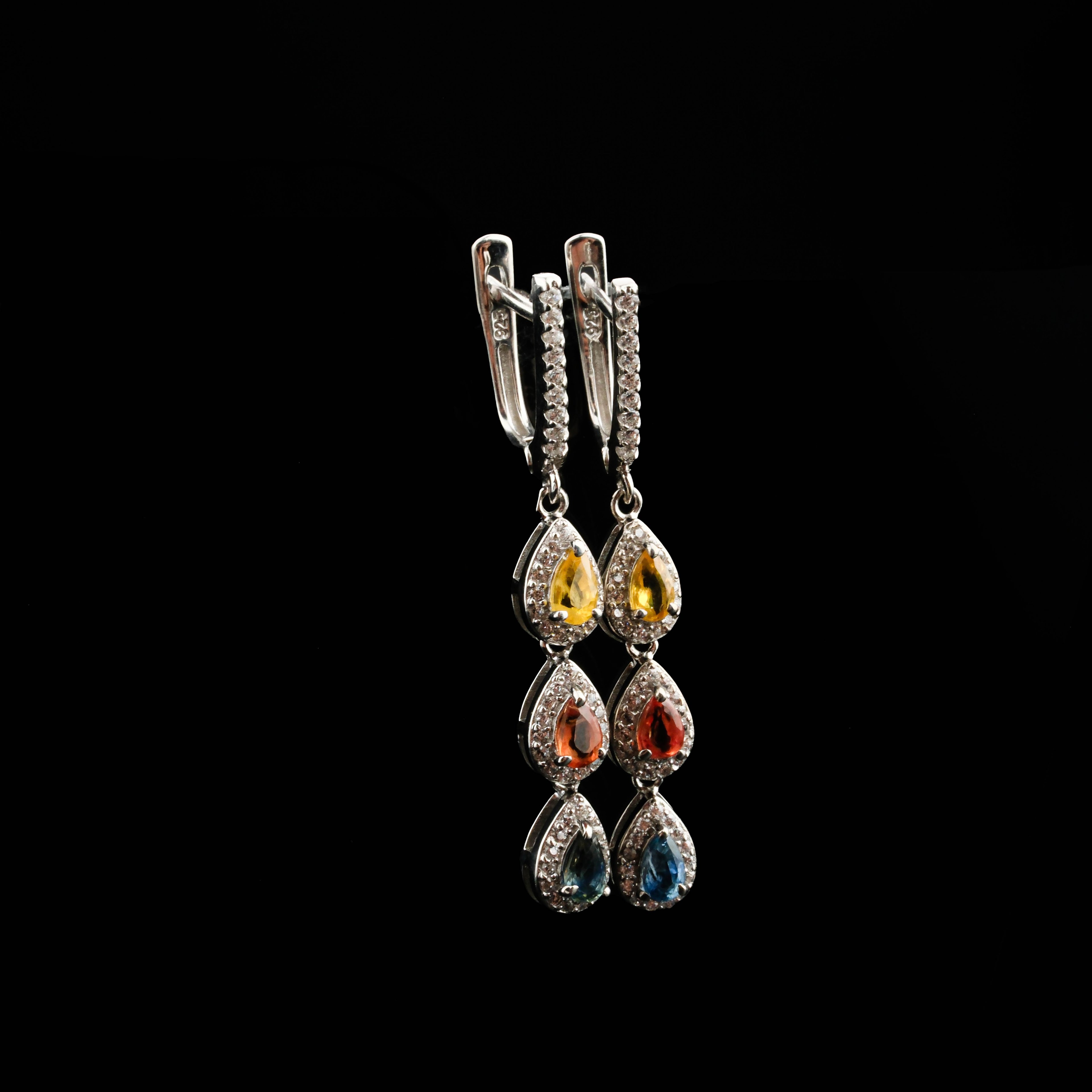 Safir Özel Renkler Doğaltaş Gümüş Set
