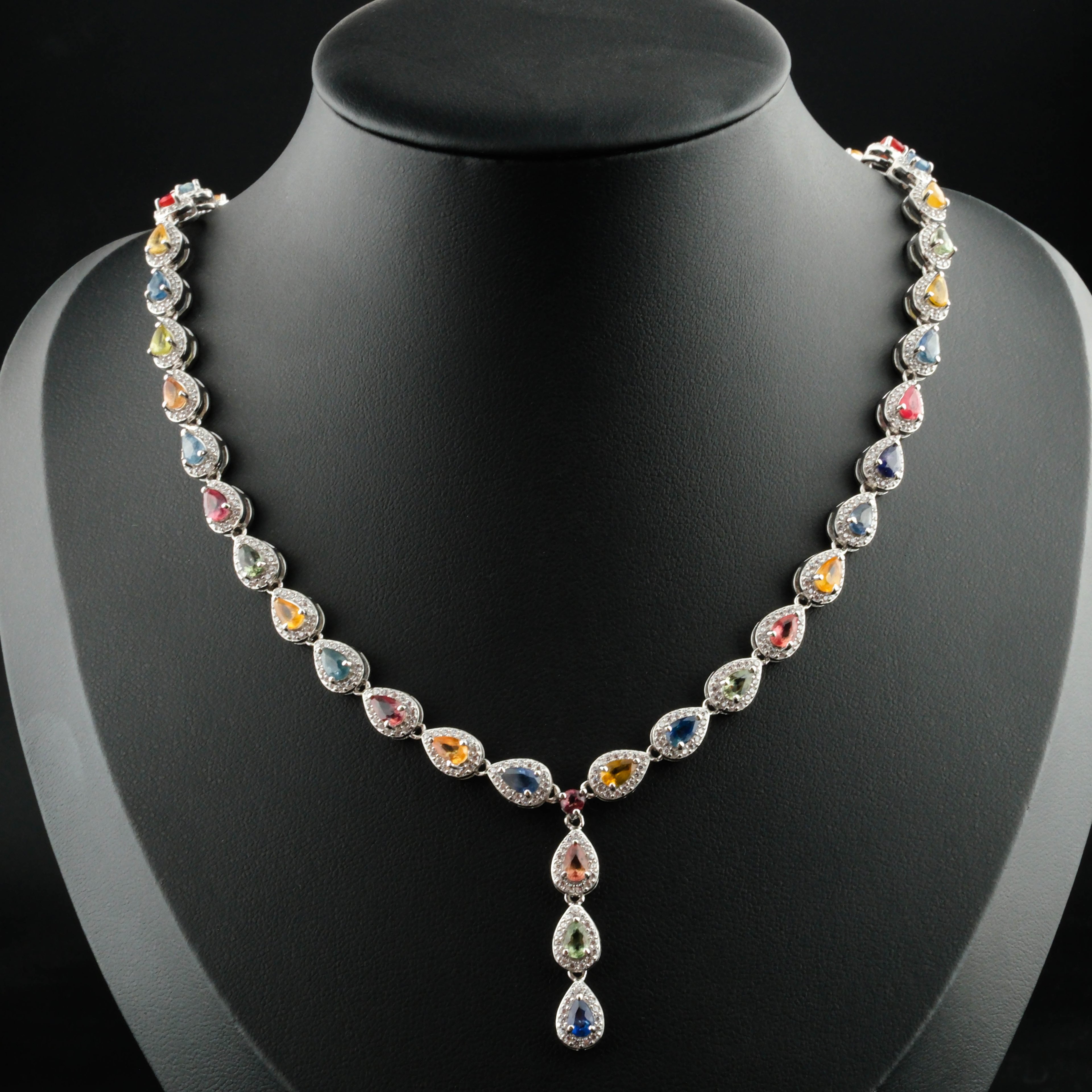 Safir Özel Renkler Doğaltaş Gümüş Set