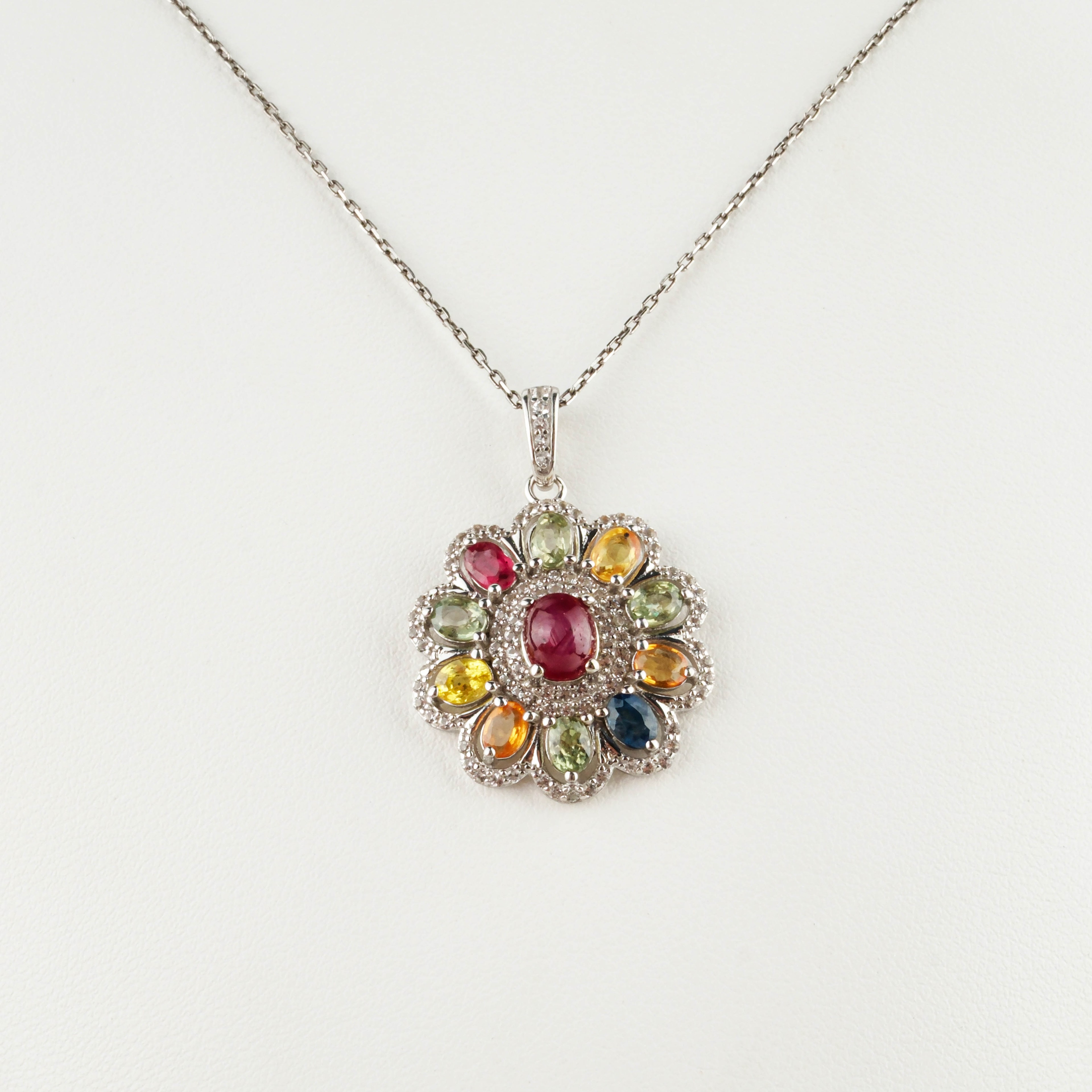 Safir Yakut Doğaltaş Gümüş Set