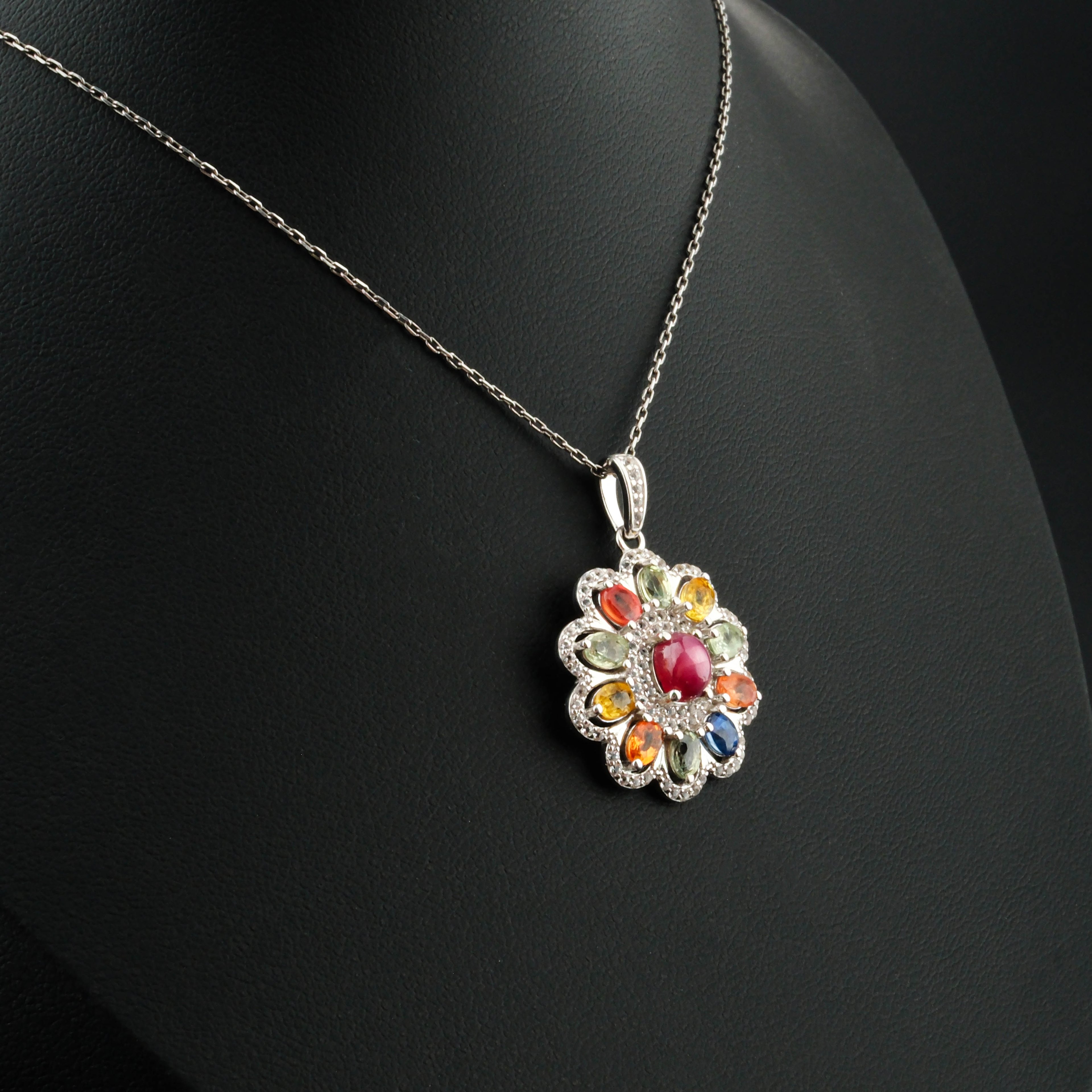 Yakut Safir Doğaltaş Gümüş Set