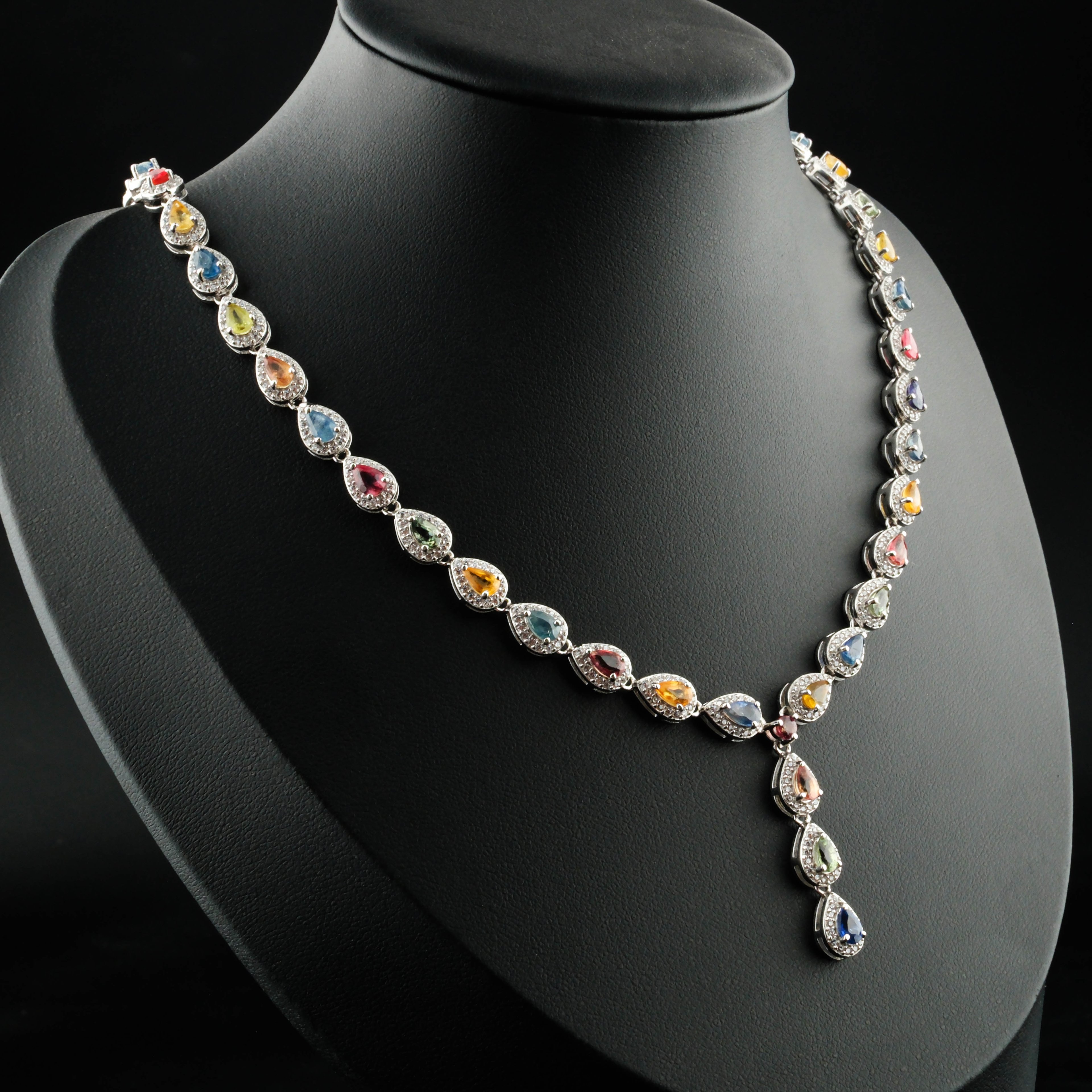 Safir Özel Renkler Doğaltaş Gümüş Set