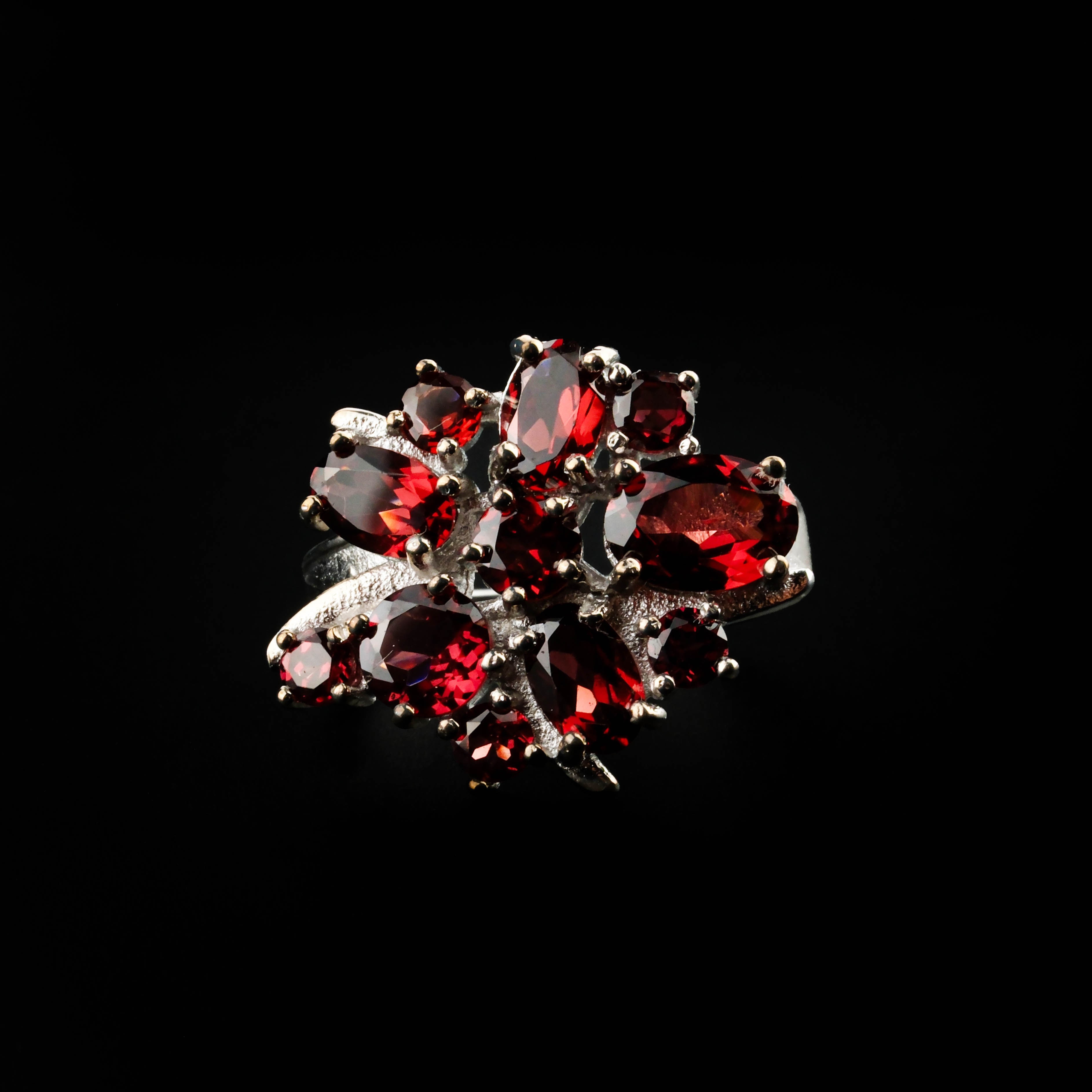 Garnet Doğaltaş Gümüş Yüzük