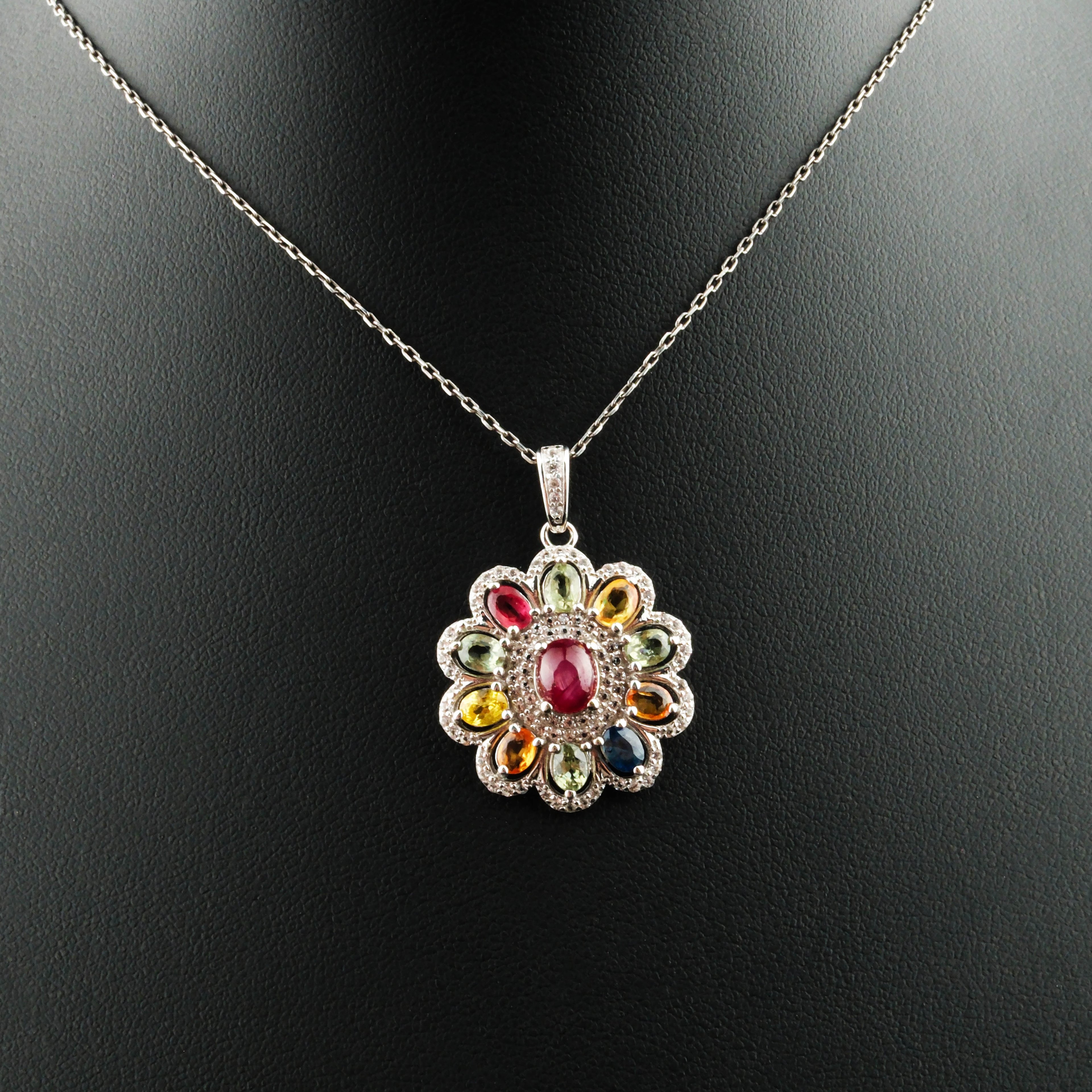 Safir Yakut Doğaltaş Gümüş Set