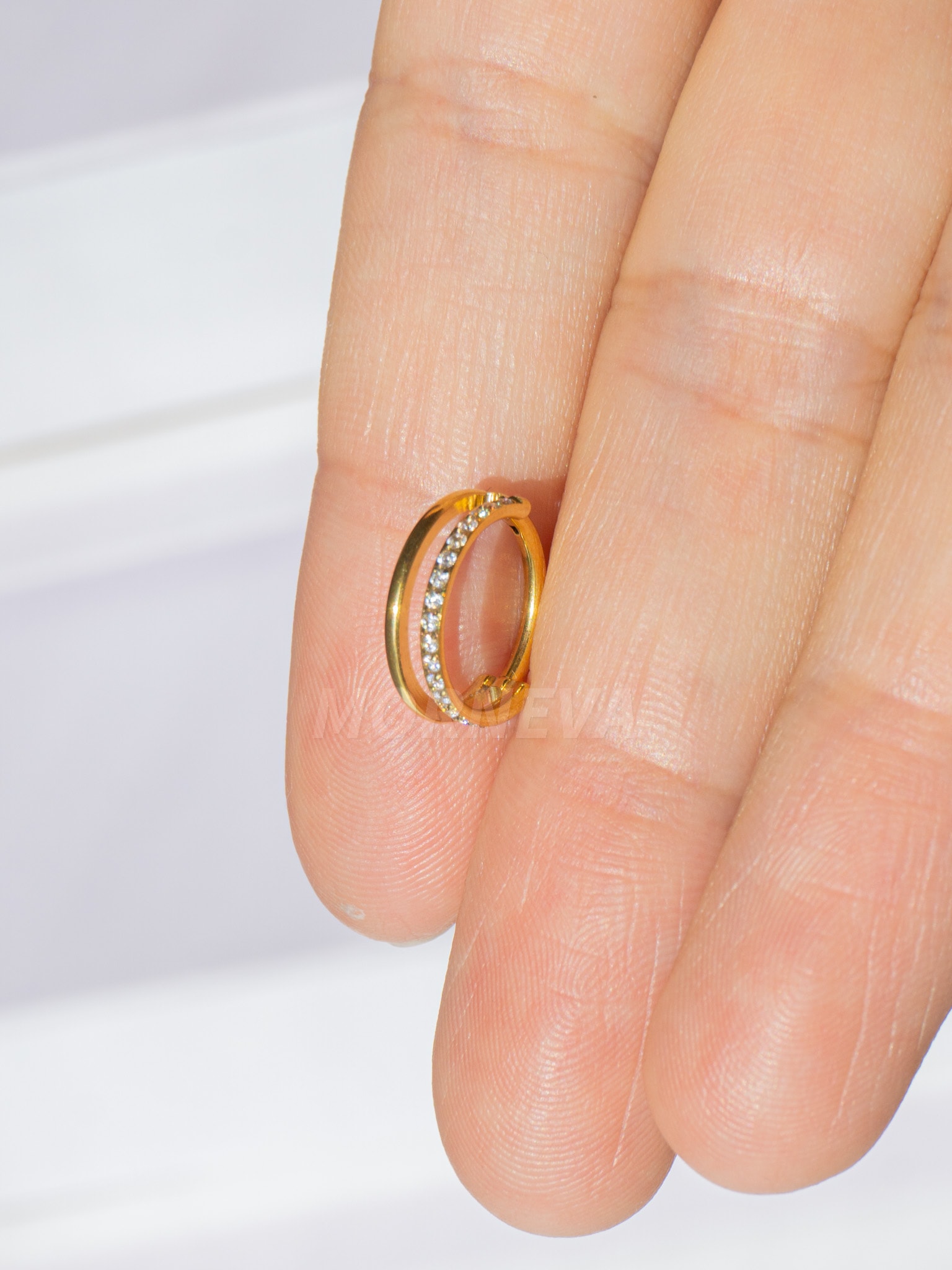 Cerrahi Çelik Tek Delikte İkili Tam Tur Taşlı Ve Taşsız Halka Septum Helix Conch Piercingi (1 Adet)