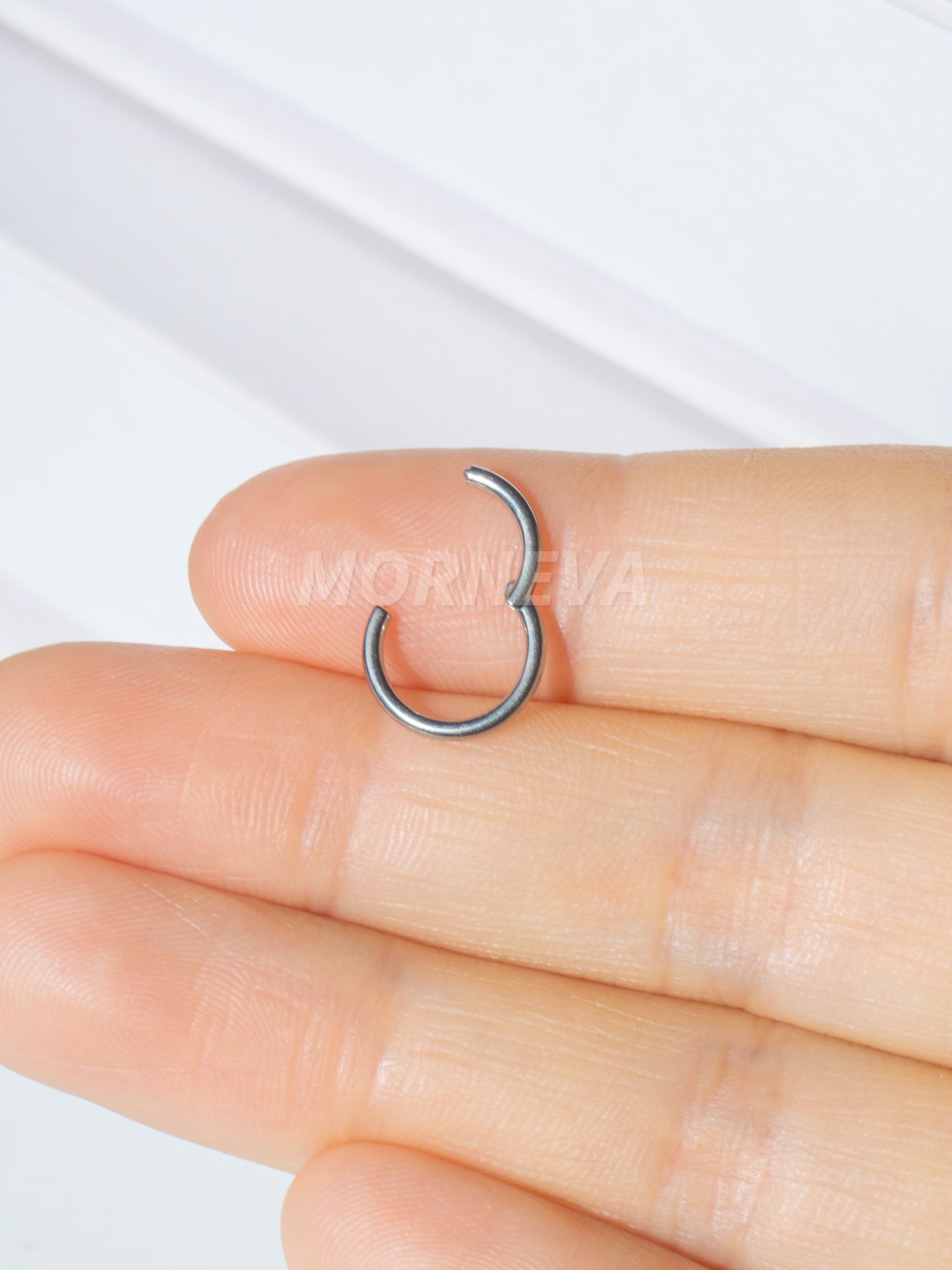 Cerrahi Çelik Klipsli Tam Halka Septum Daith Helix Tragus Smiley Conch Piercingi (1 Adet) - Gümüş