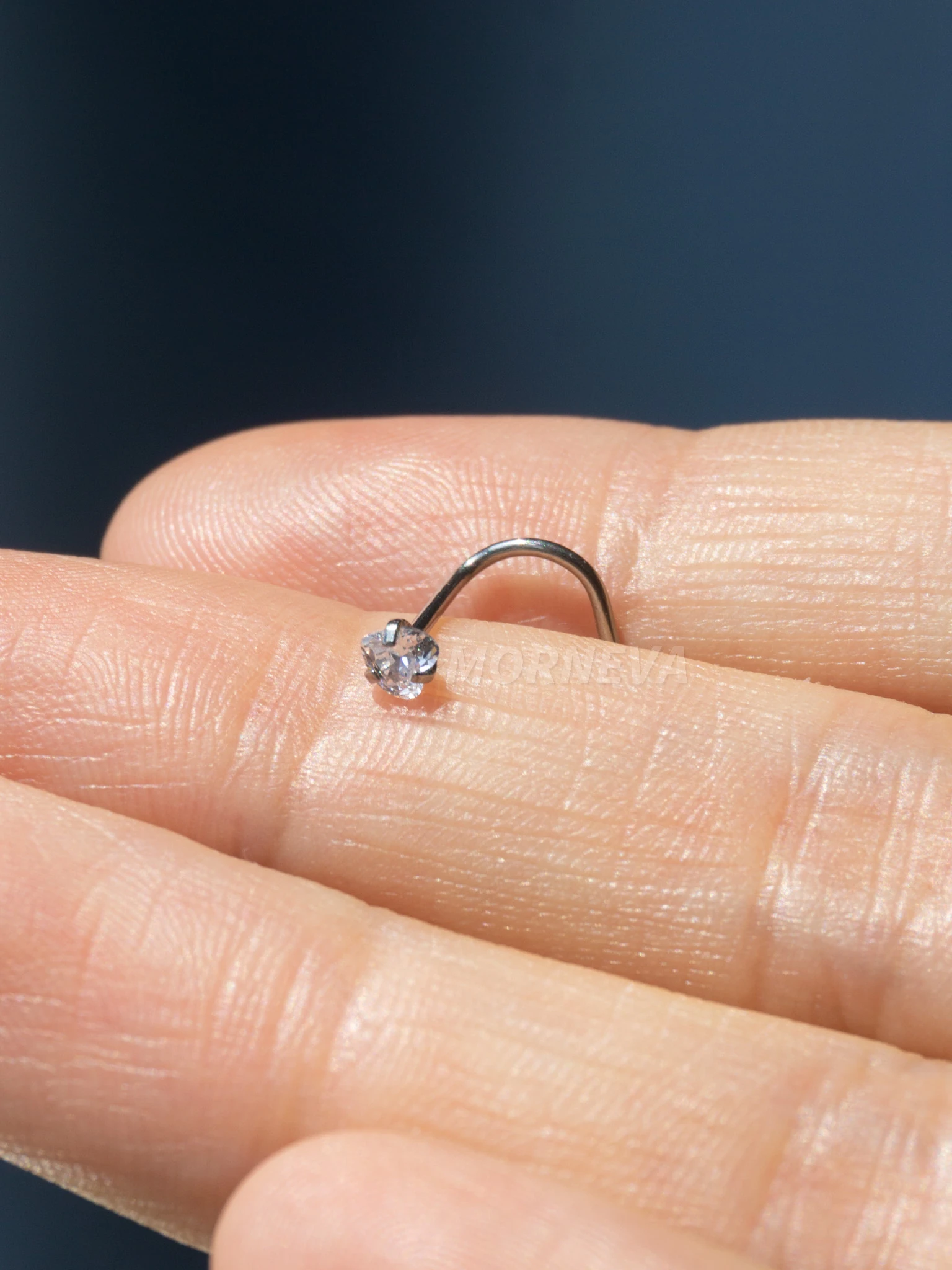 Titanyum | Kalp,Yıldız,Daire Taşlı Spiral Kancalı Burun Piercingi Hızma Set - Kalp