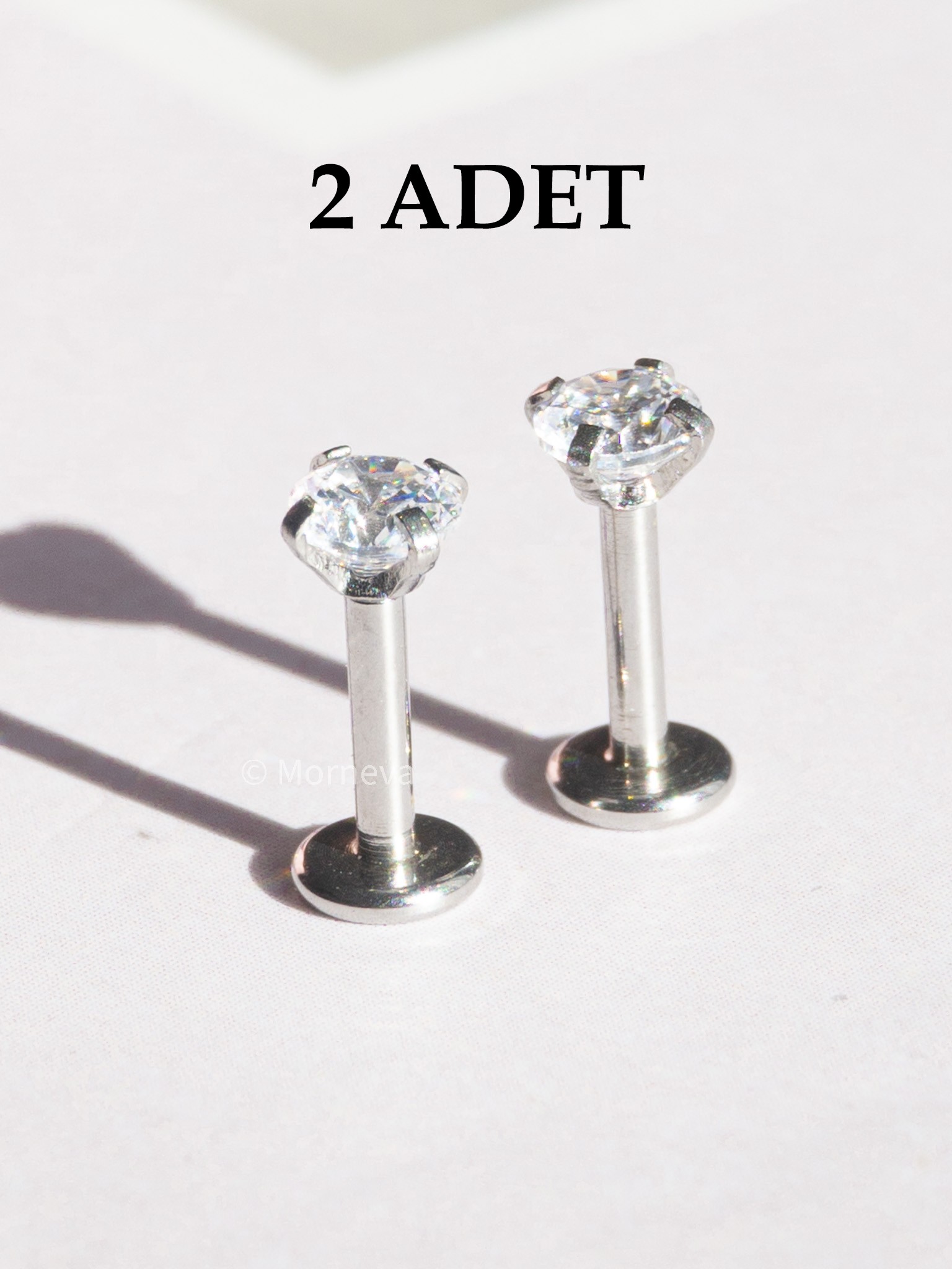 Cerrahi Çelik Kristal Taş Tragus Helix Kıkırdak Lobe Küpe Conch Kulak Piercingi 6mm (2 Adet)