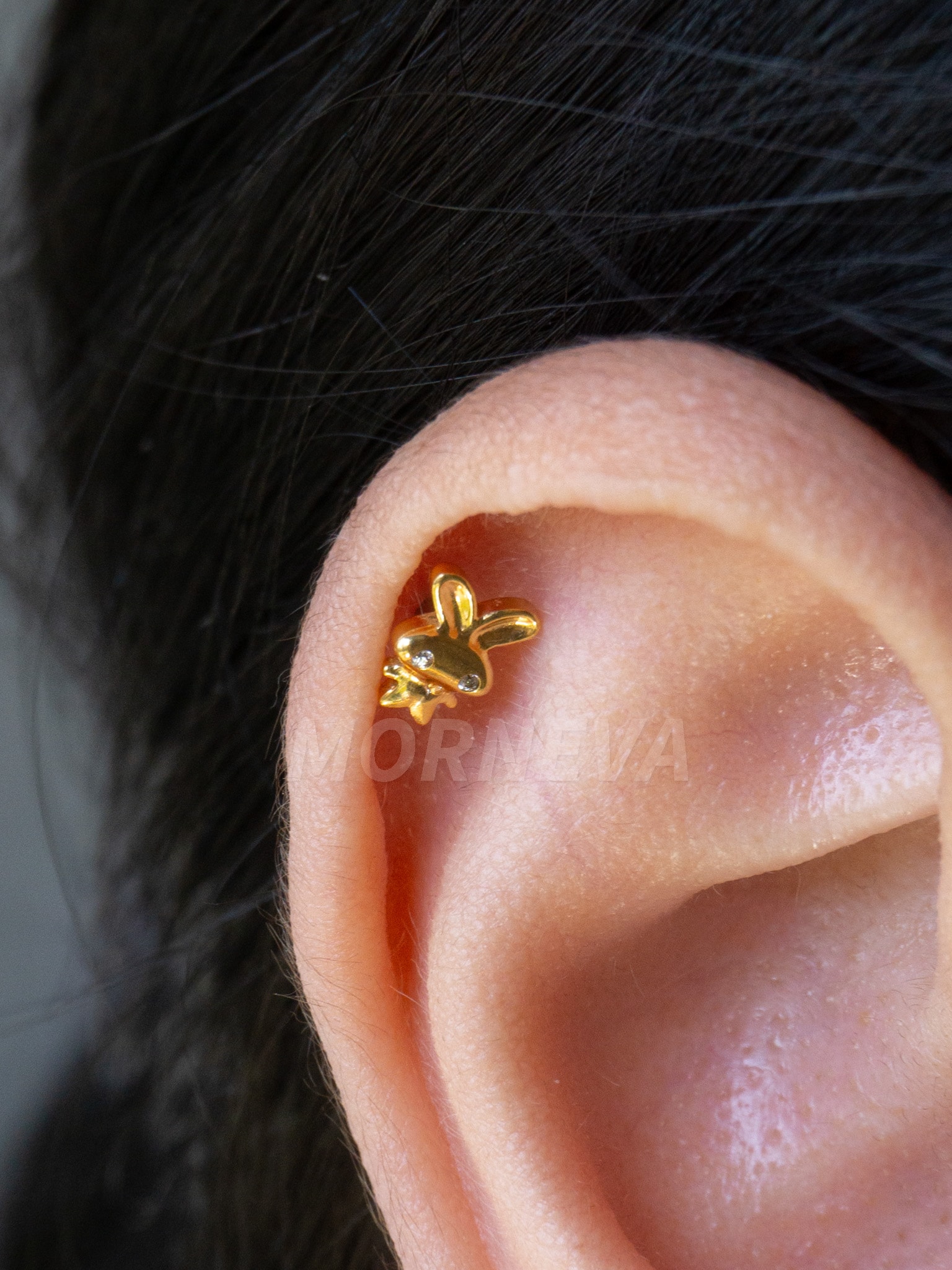 Titanyum Tavşan Kıkırdak Kulak Helix Conch Tragus Piercingi (1 Adet) - Altın