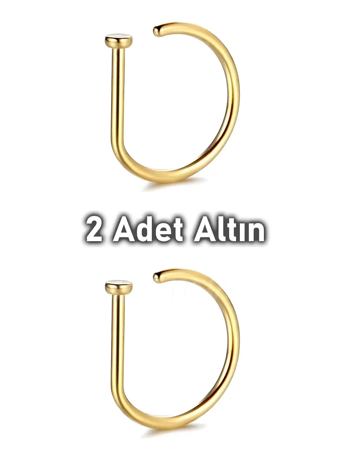 Cerrahi Çelik D Şekilli Yarım Halka Hızma Piercingi (2 Adet)