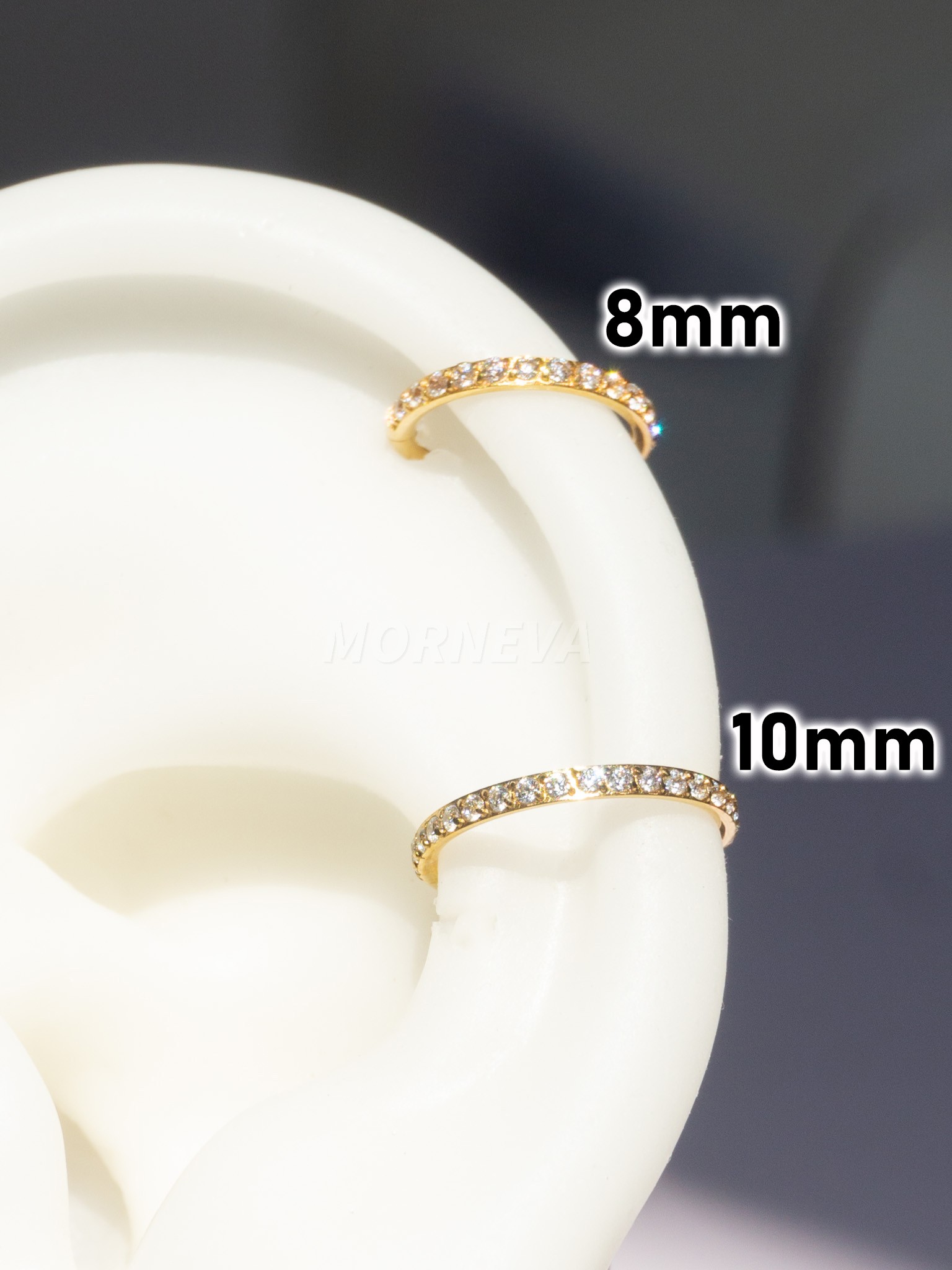 Cerrahi Çelik Tam Tur Taşlı Halka Helix Conch Piercingi (1 Adet)