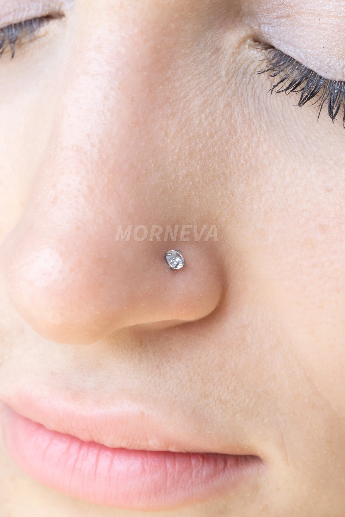 Titanyum | Kalp,Yıldız,Daire Taşlı Spiral Kancalı Burun Piercingi Hızma Set - Daire