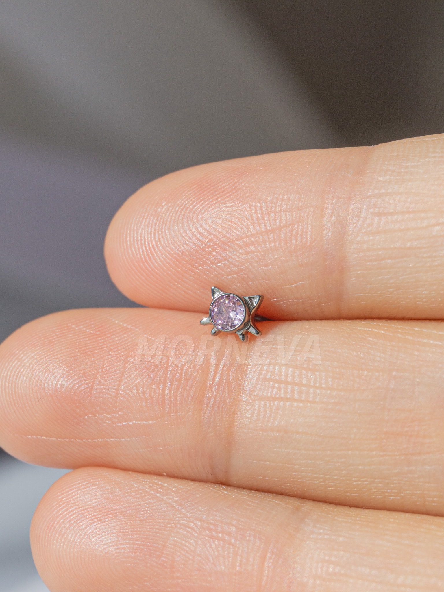 Titanyum Hello Kitty Kedicik Kıkırdak Kulak Conch Helix Tragus Piercingi (1 Adet) - Pembe