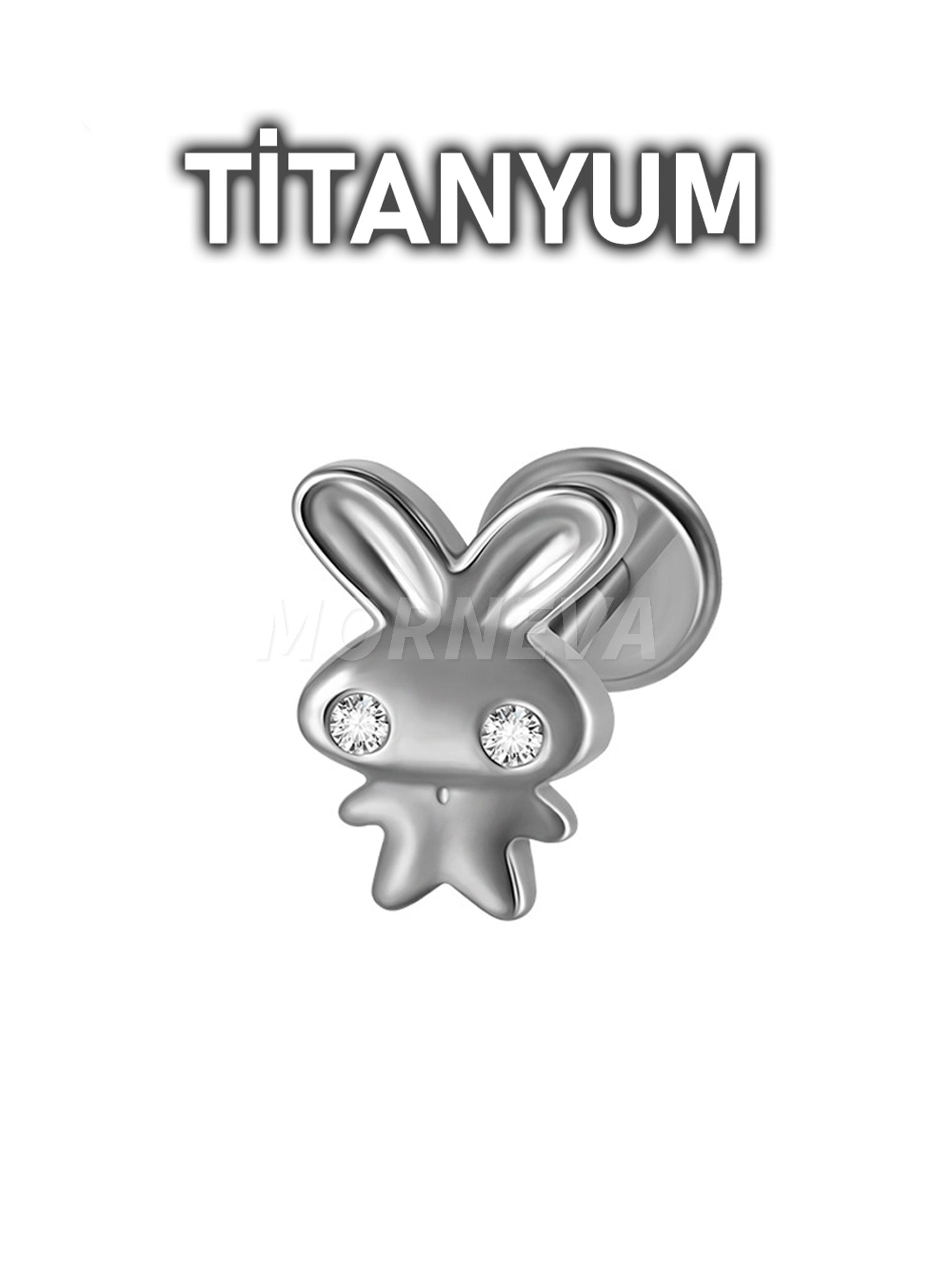 Titanyum Tavşan Kıkırdak Kulak Helix Conch Tragus Piercingi (1 Adet) - Gümüş
