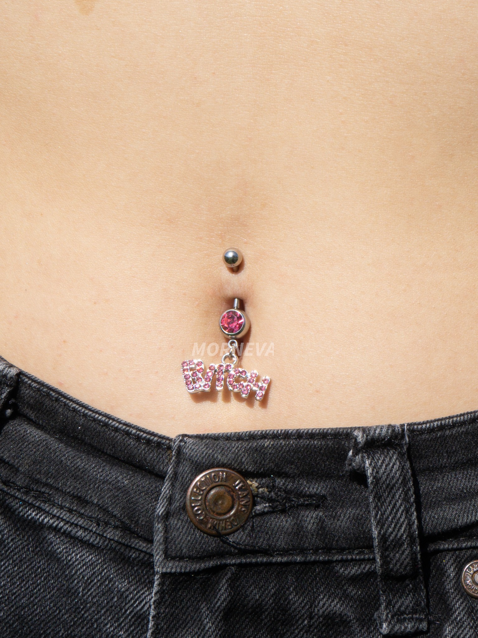 Pembe Bitch Çelik Göbek Belly Piercingi