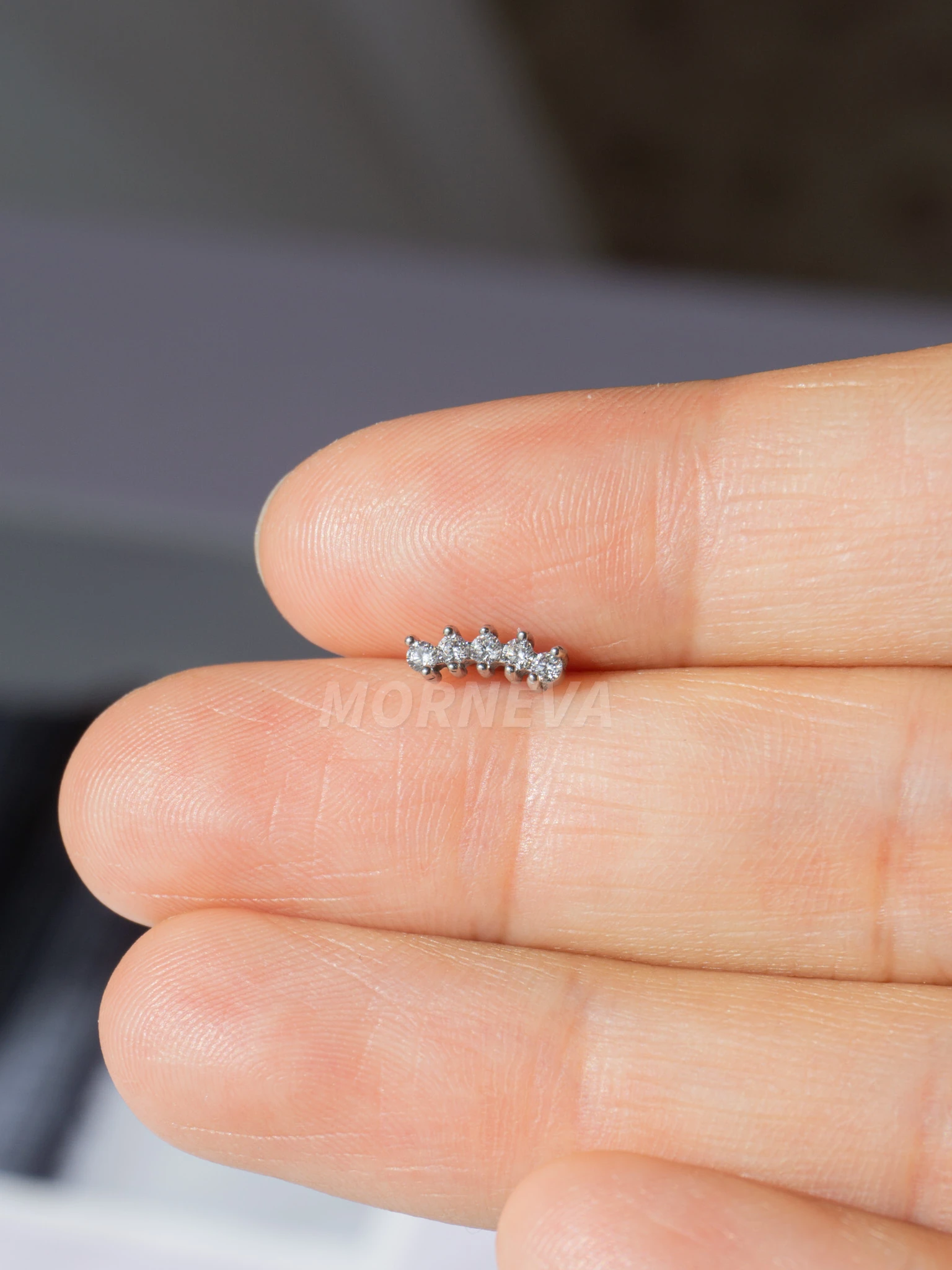 Çelik Minimal Daire Taşlar Kıkırdak Kulak Helix Conch Tragus Piercingi (1 Adet)