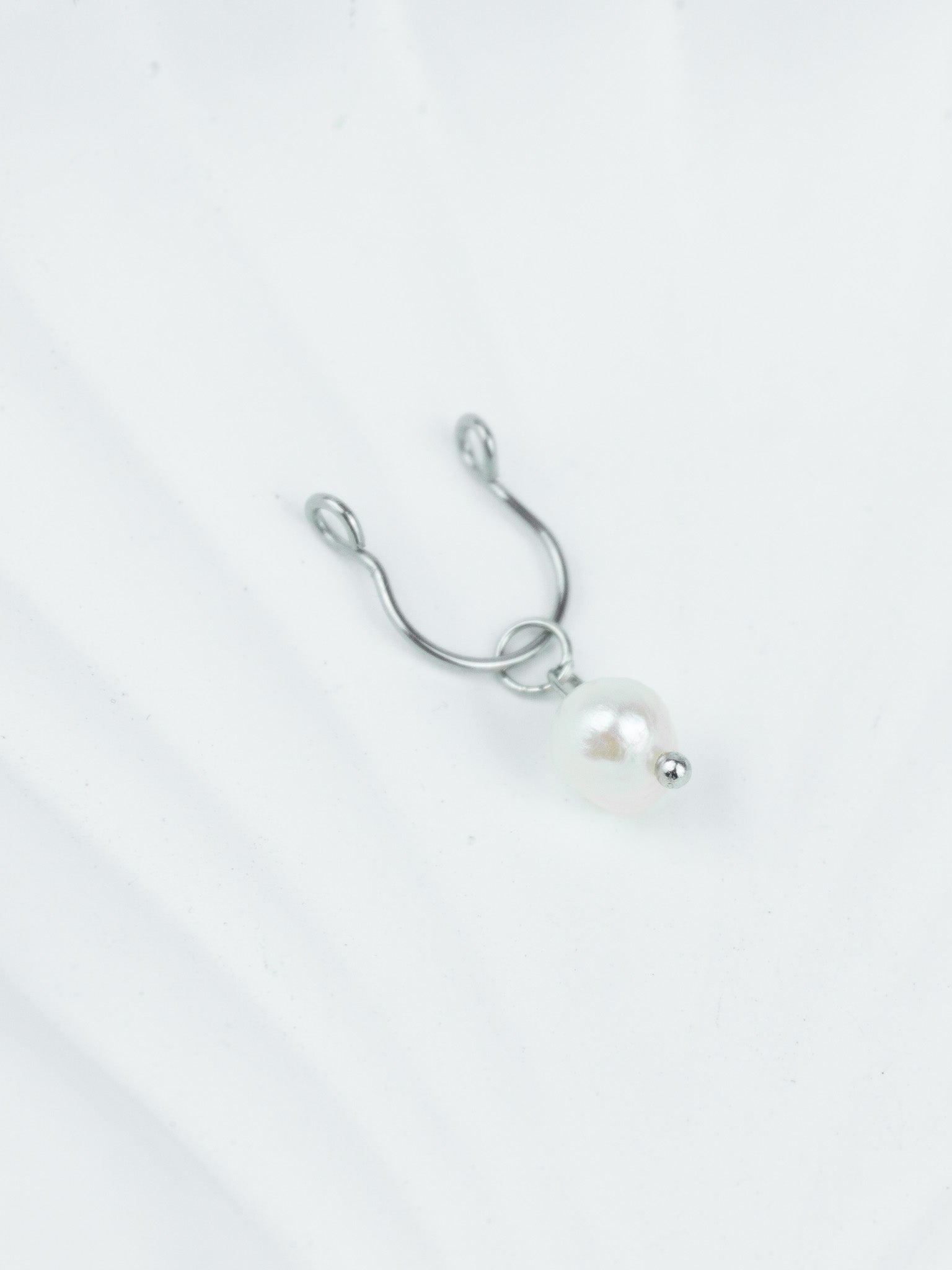 Gerçek İnci Tekli Sallantı Sıkıştırma Klips Fake Piercing Adet
