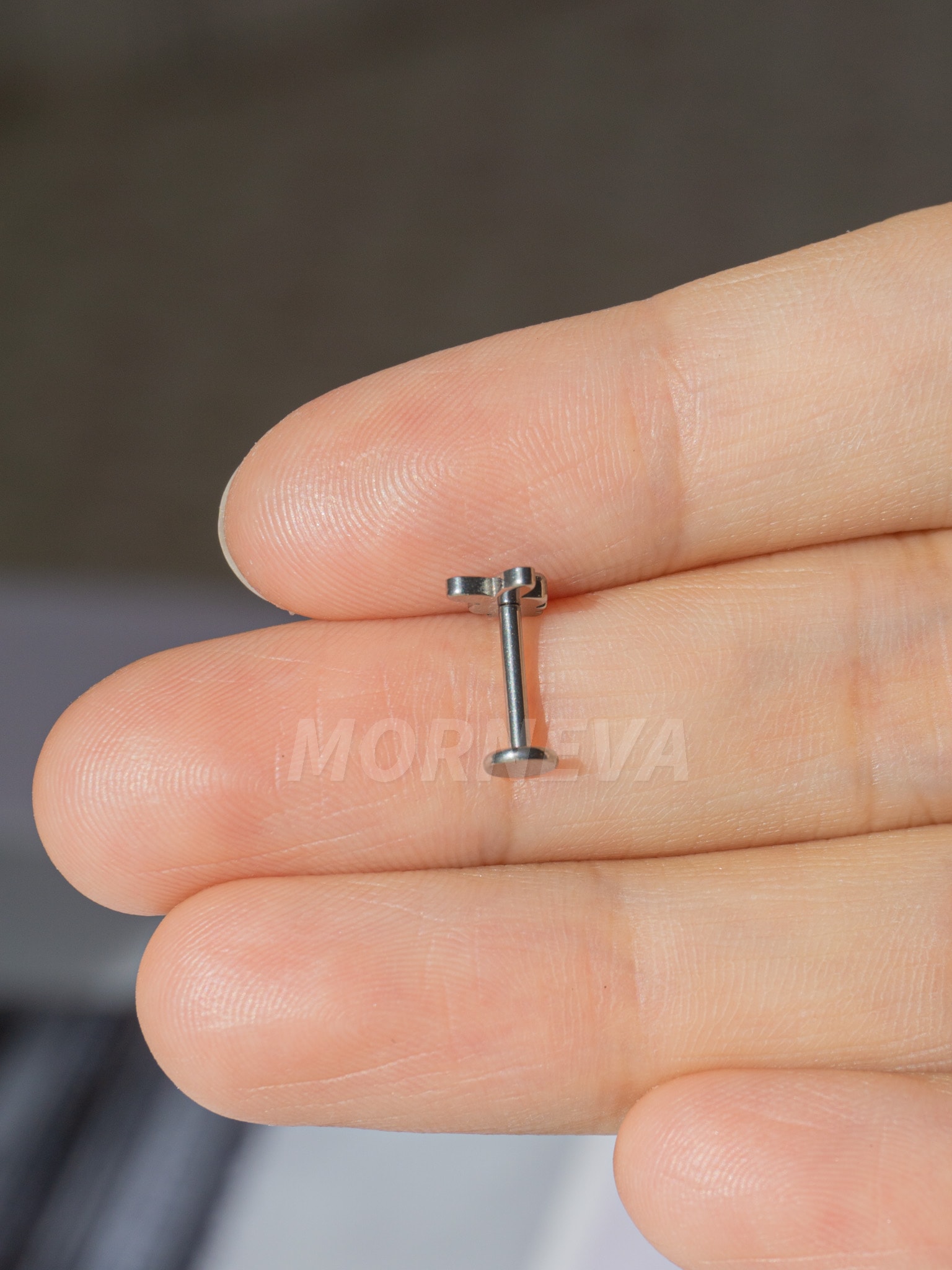 Titanyum Tavşan Kıkırdak Kulak Helix Conch Tragus Piercingi (1 Adet) - Gümüş