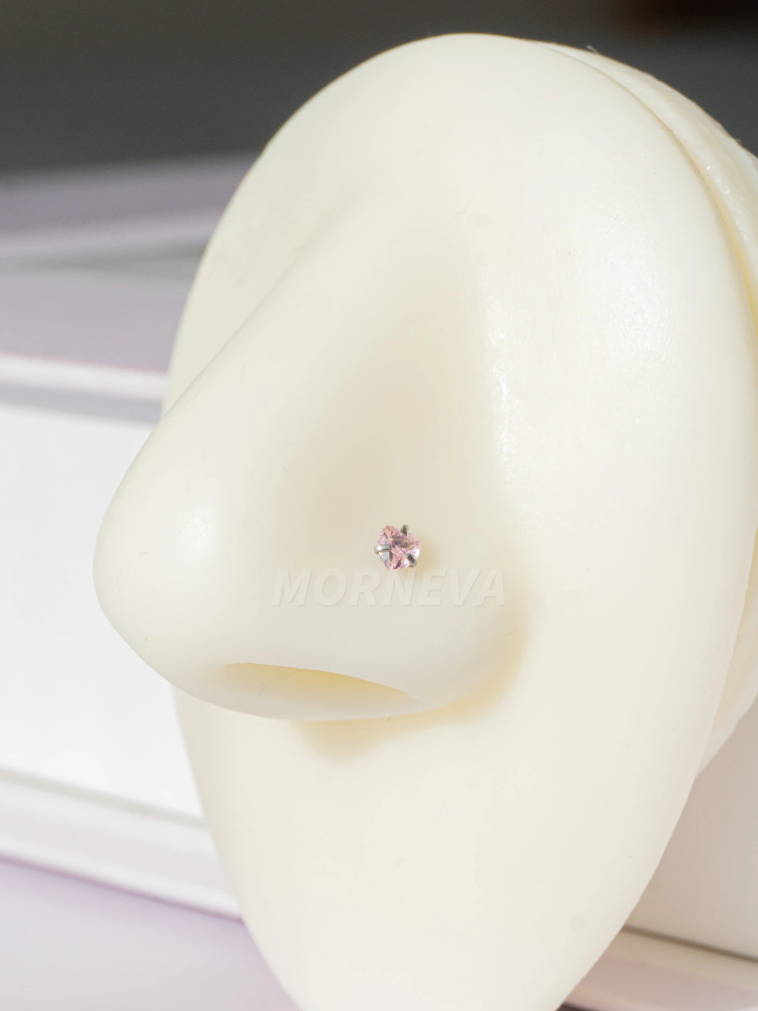 Cerrahi Çelik | Kalp,Yıldız,Daire Taşlı Spiral Kancalı Burun Piercingi 3lü Hızma Set - Pembe