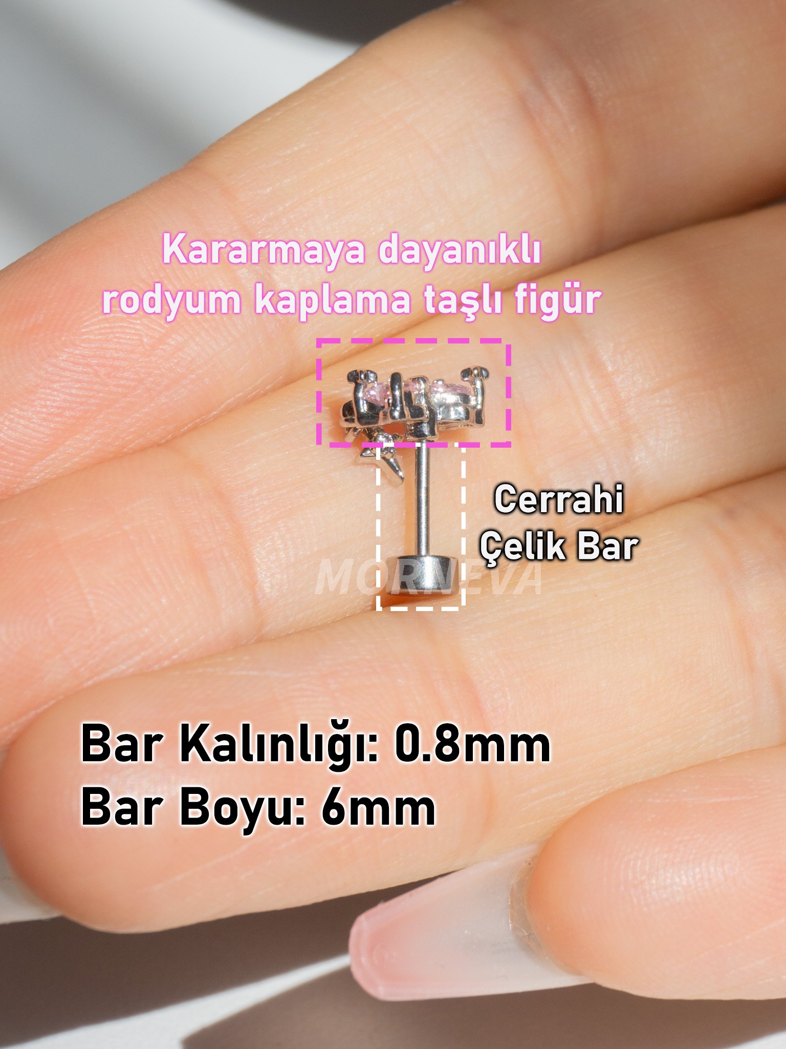 Pembe Fiyonk Hello Kitty Helix Conch Piercingi Küpe (1 Adet)