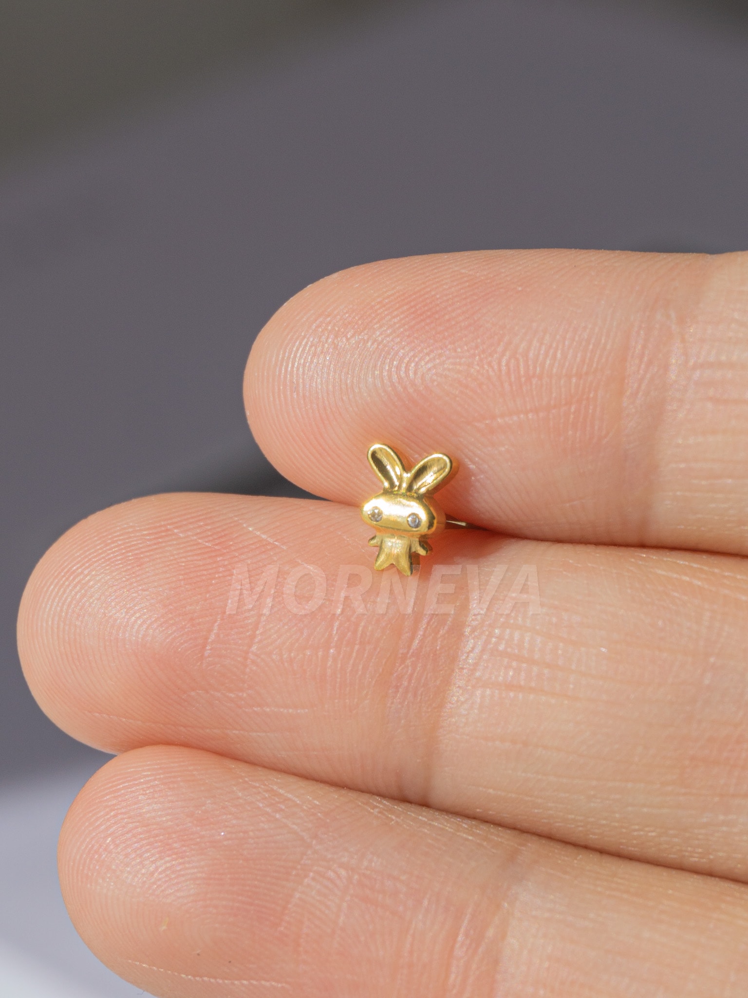 Titanyum Tavşan Kıkırdak Kulak Helix Conch Tragus Piercingi (1 Adet) - Altın