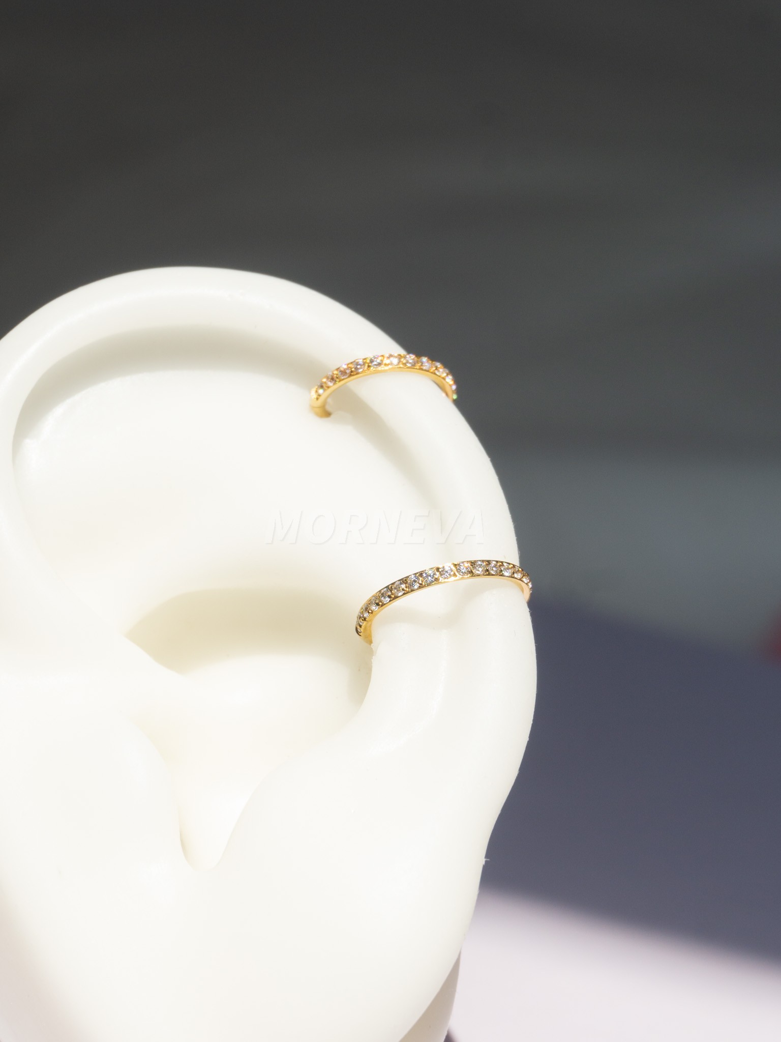 Cerrahi Çelik Tam Tur Taşlı Halka Helix Conch Piercingi (1 Adet)